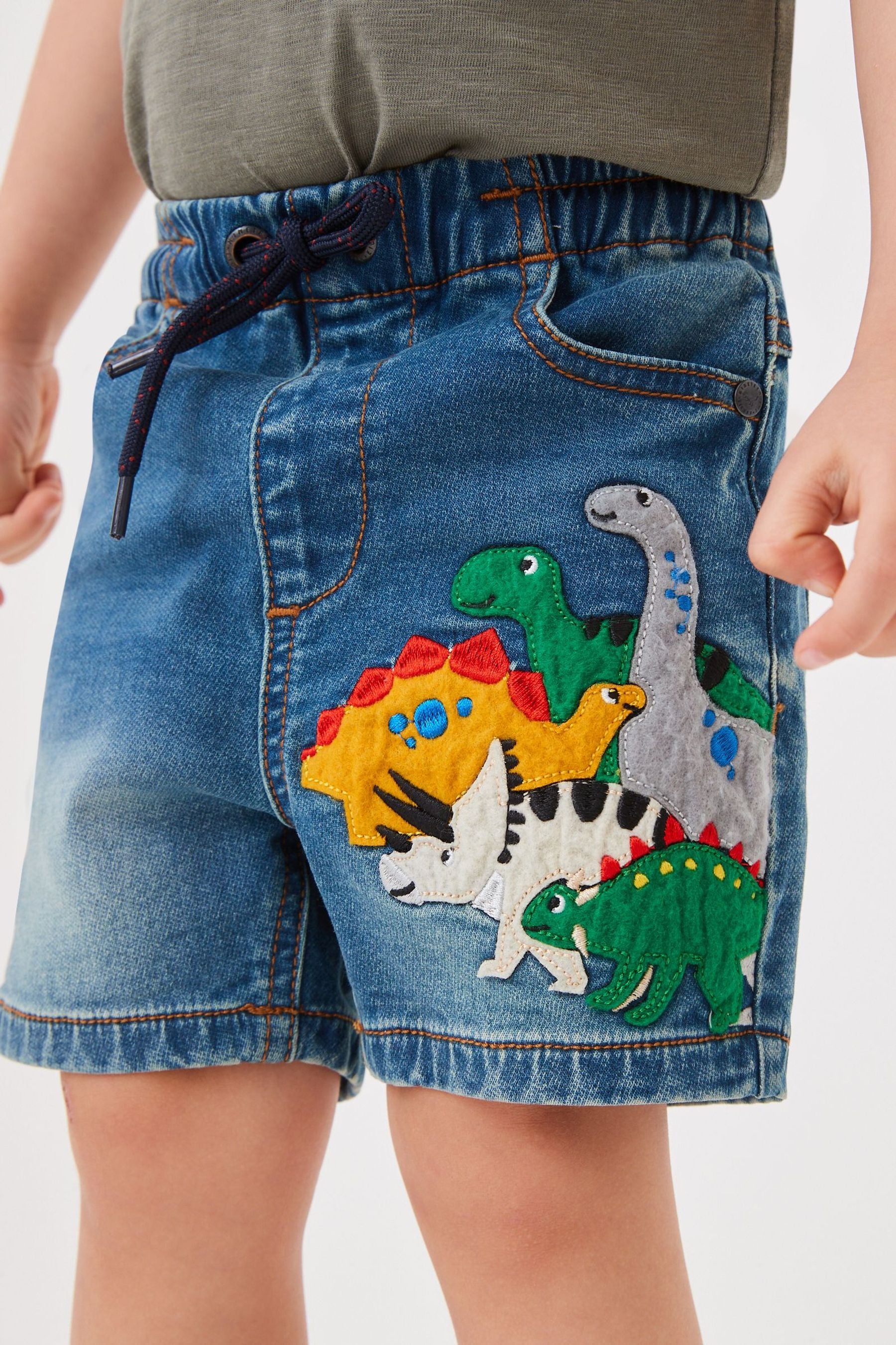 Vintage Dino Jersey Denim Shorts (3mths-7yrs)