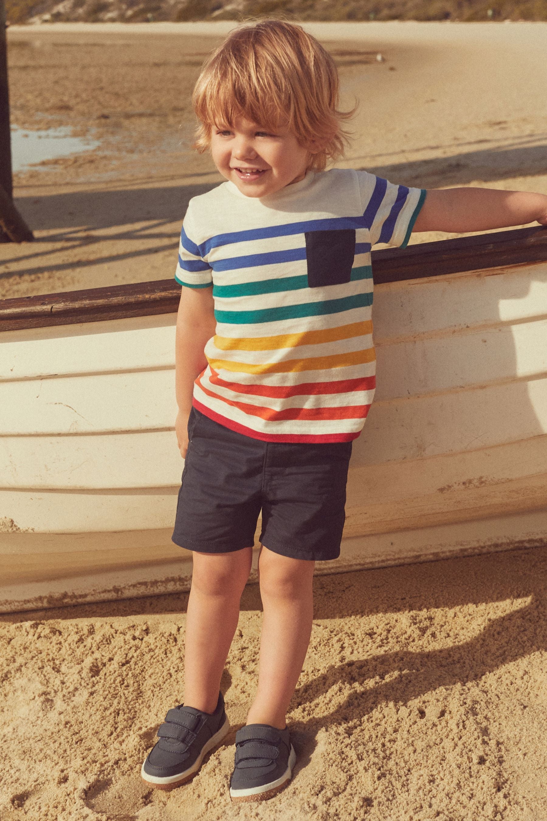 Rainbow Pocket Short Sleeve Stripe T-Shirt (3mths-7yrs)