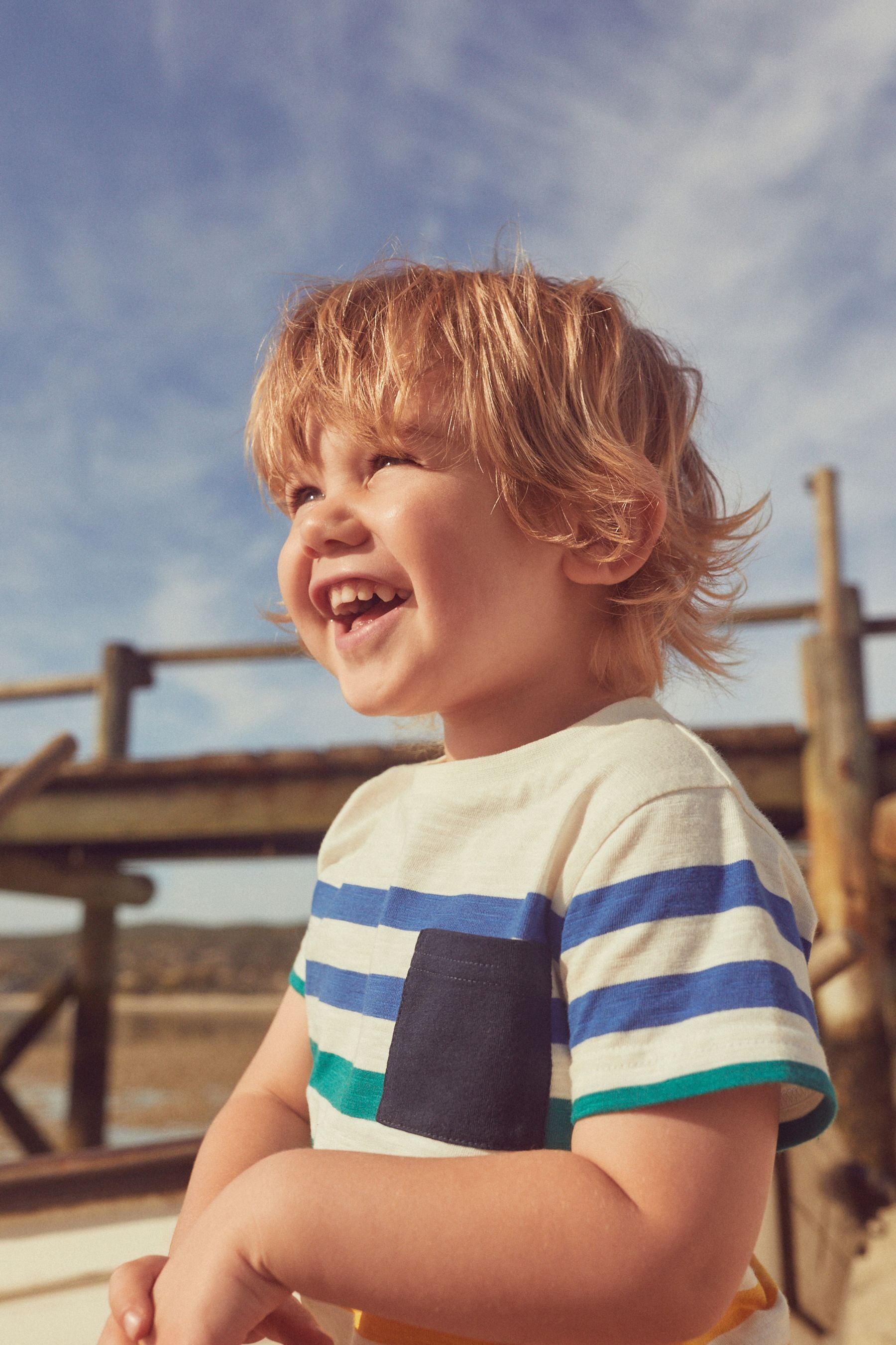 Rainbow Pocket Short Sleeve Stripe T-Shirt (3mths-7yrs)