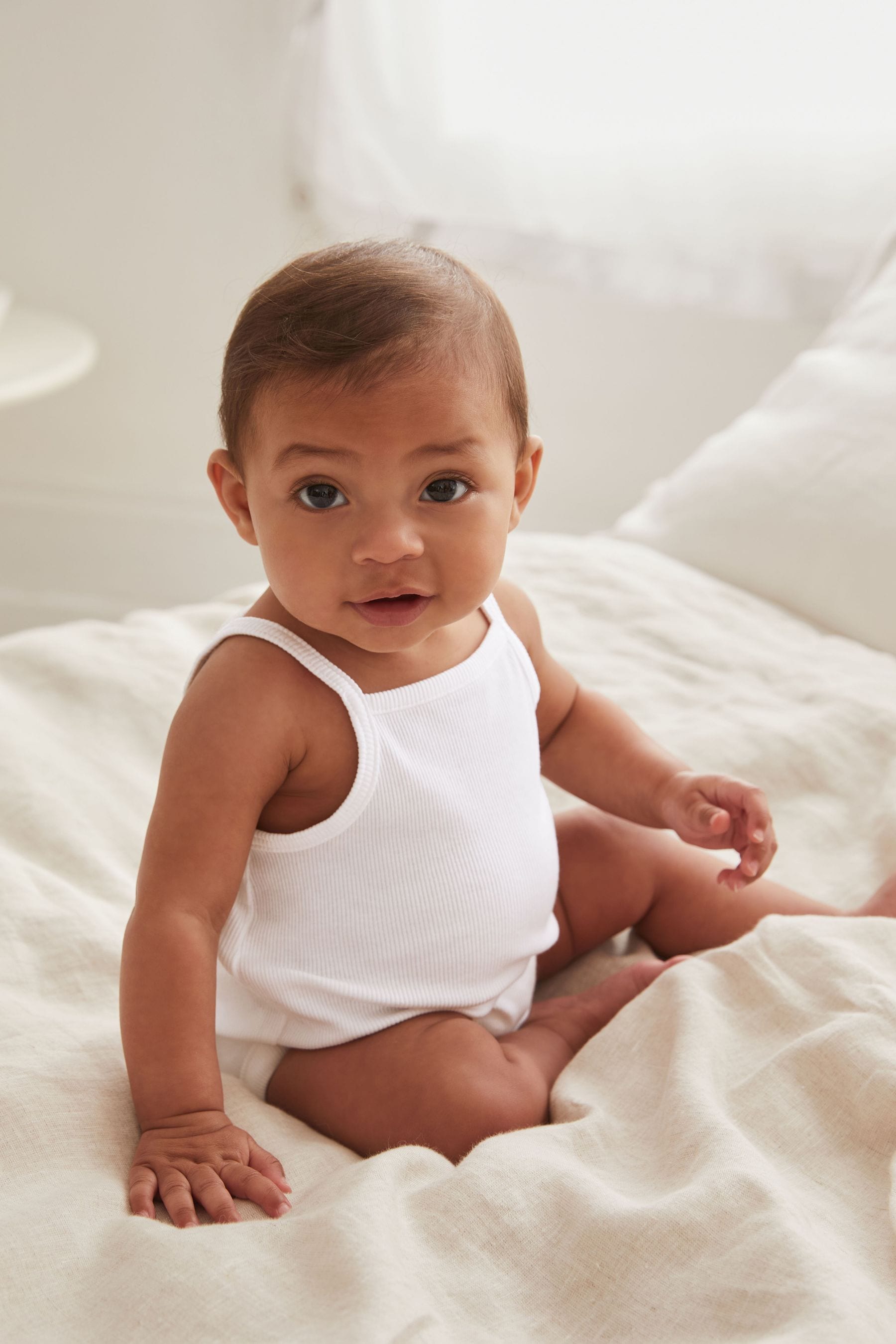 White White 3 Pack Strappy Vest Bodysuits