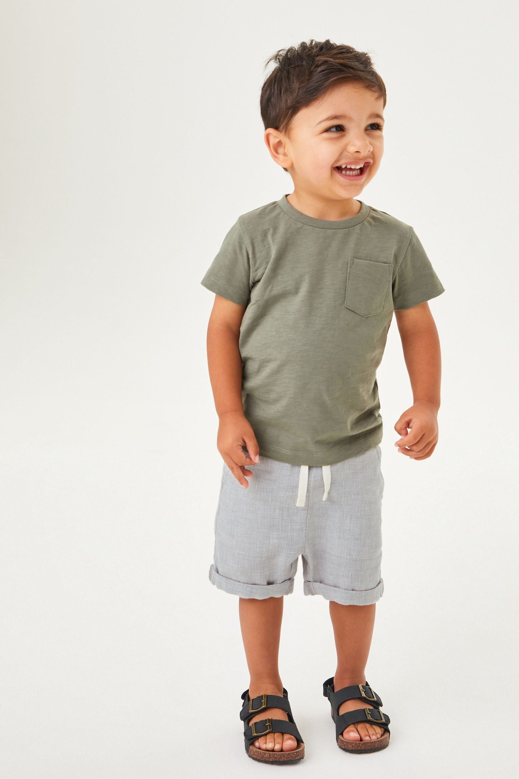 Grey Linen Blend Pull-On Shorts (3mths-7yrs)