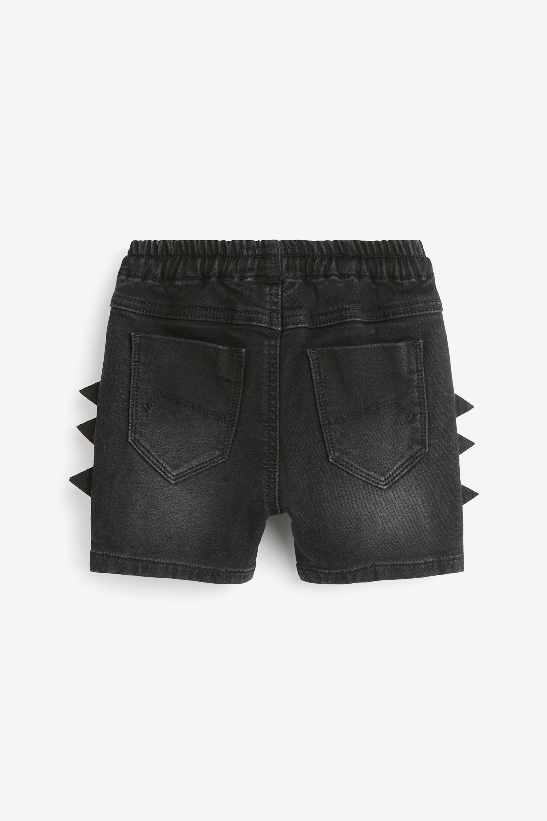 Black Dino Spikes Jersey Denim Shorts (3mths-7yrs)