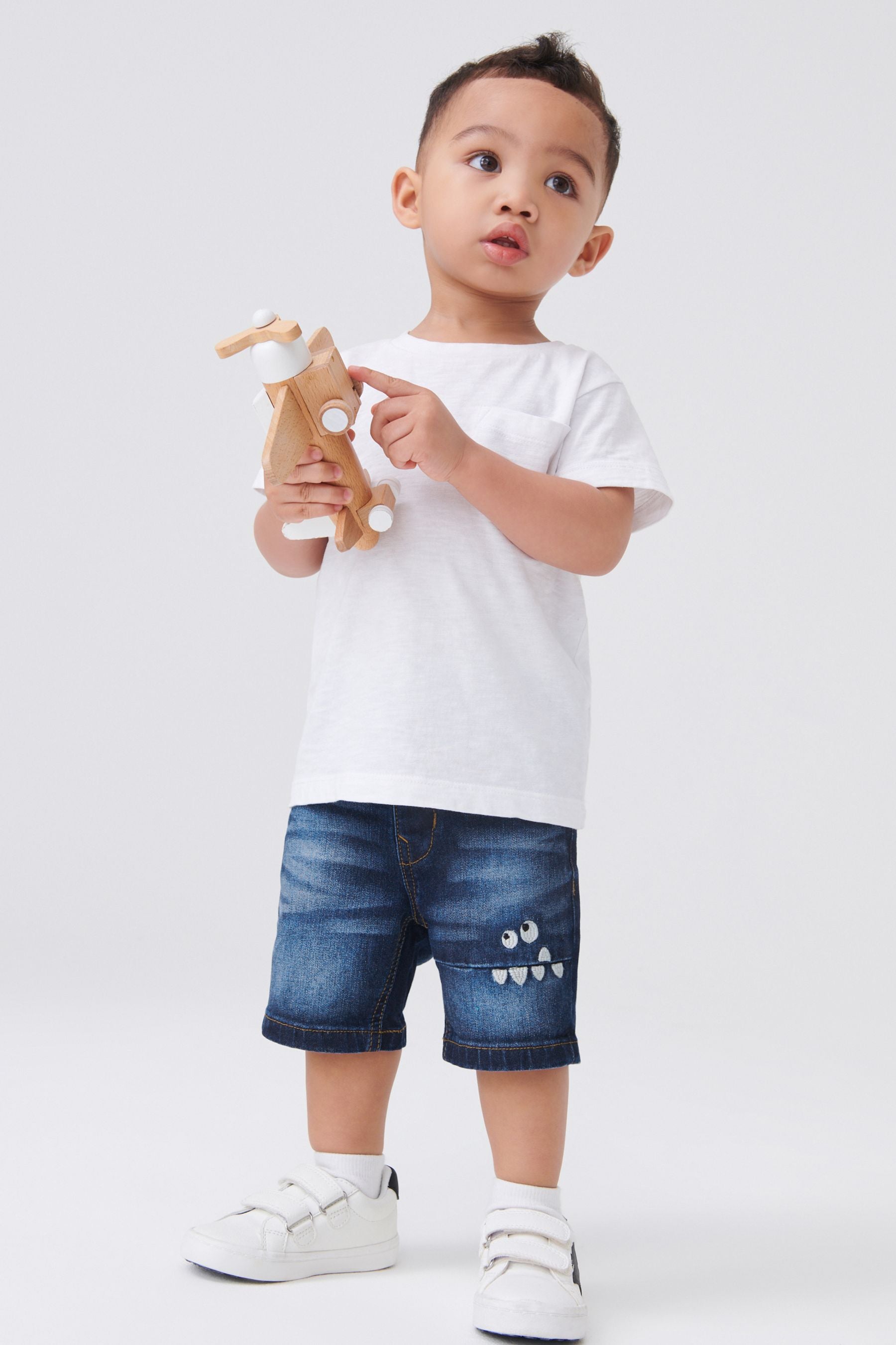 Dark Blue Monster Regular Fit Denim Shorts (3mths-7yrs)