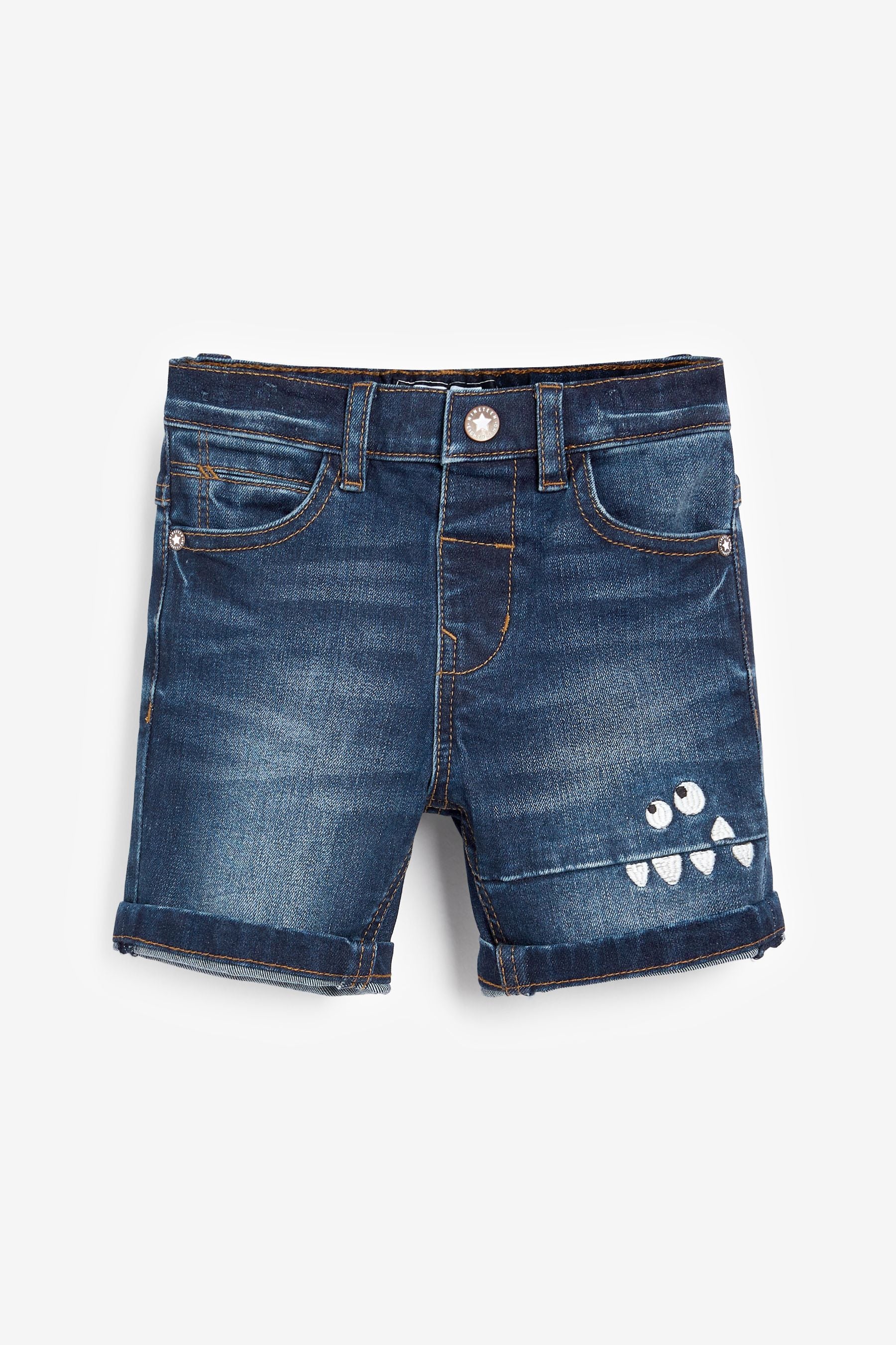 Dark Blue Monster Regular Fit Denim Shorts (3mths-7yrs)