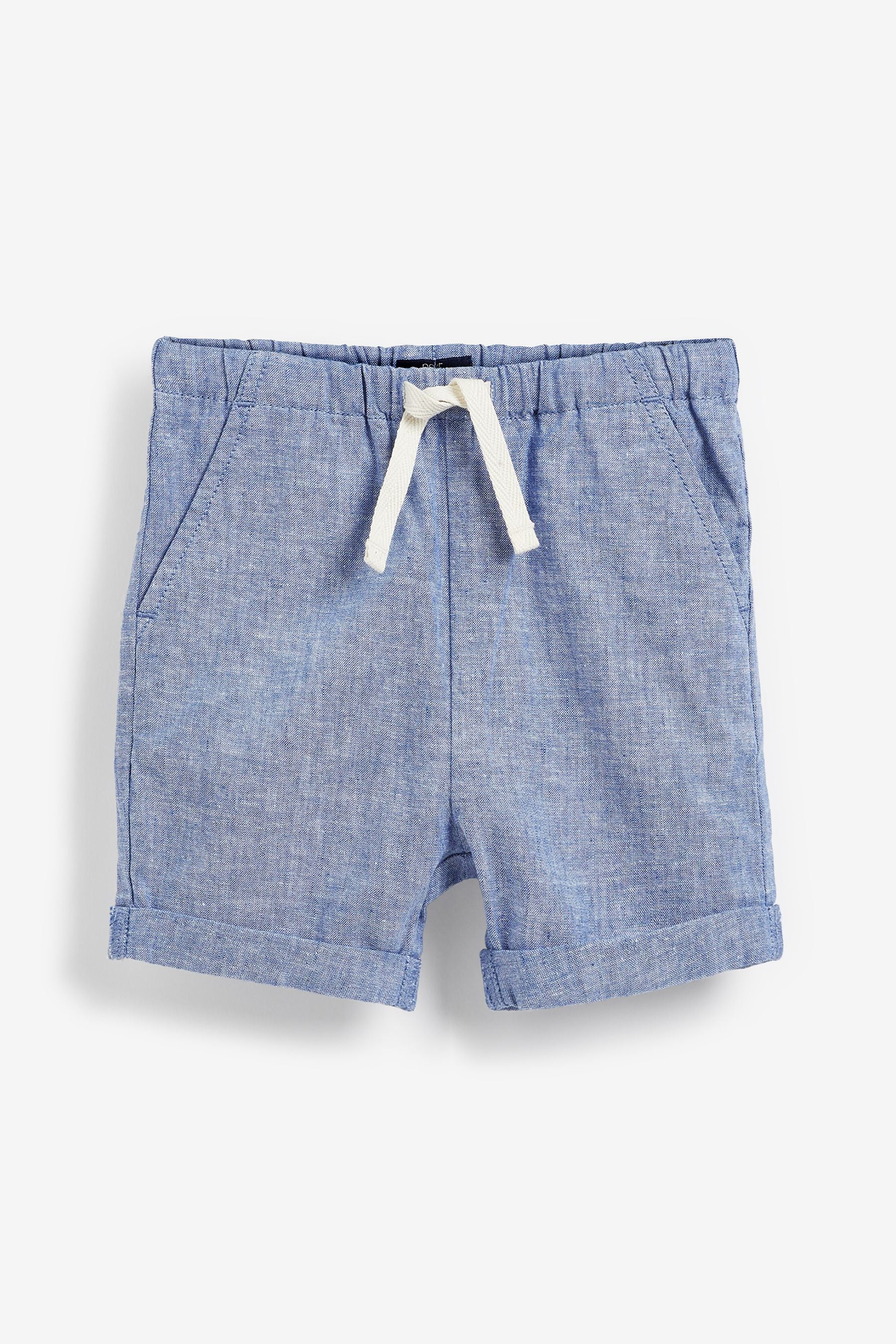 Blue Linen Blend Pull-On Shorts (3mths-7yrs)