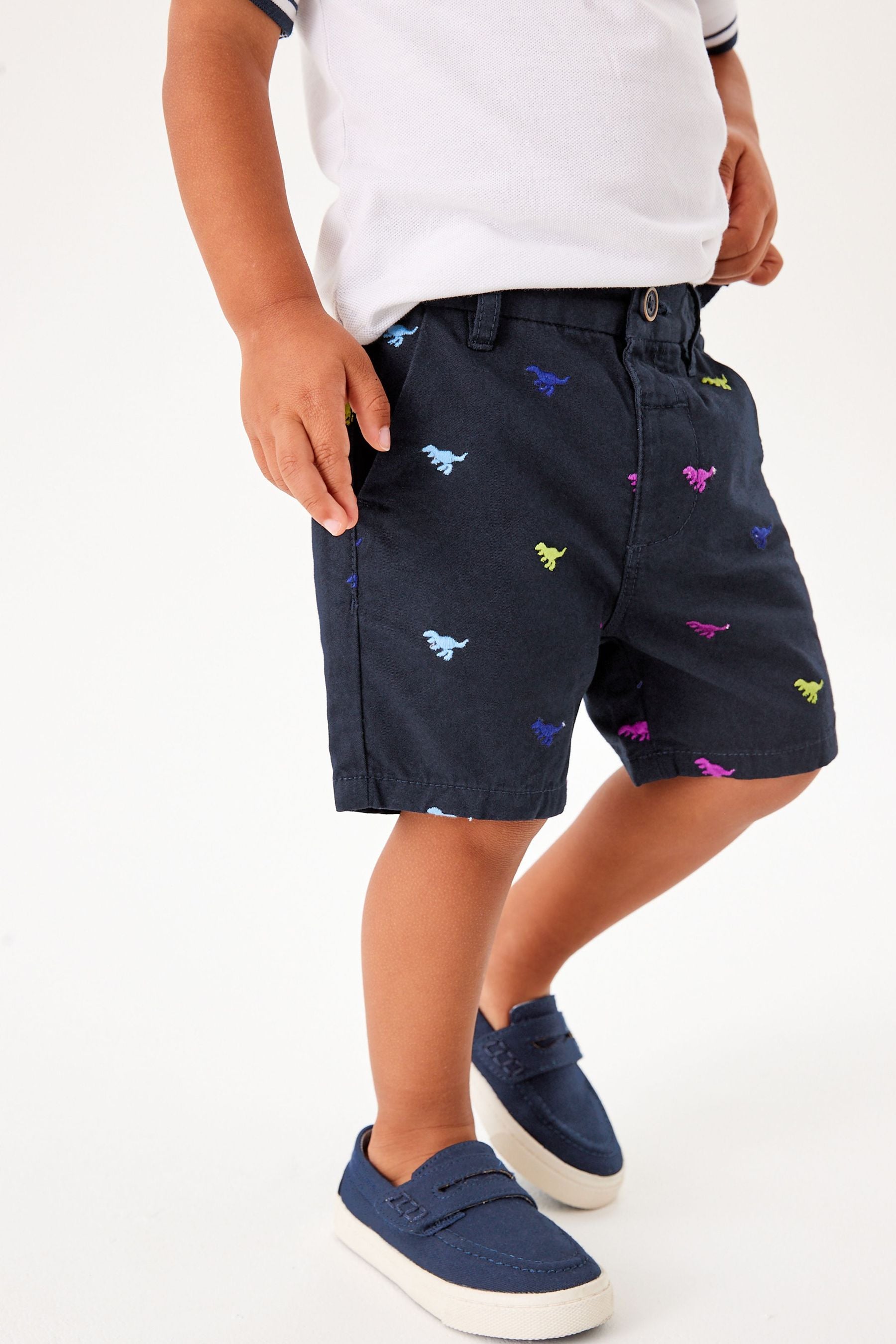 Navy Dinosaur Chino Shorts (3mths-7yrs)