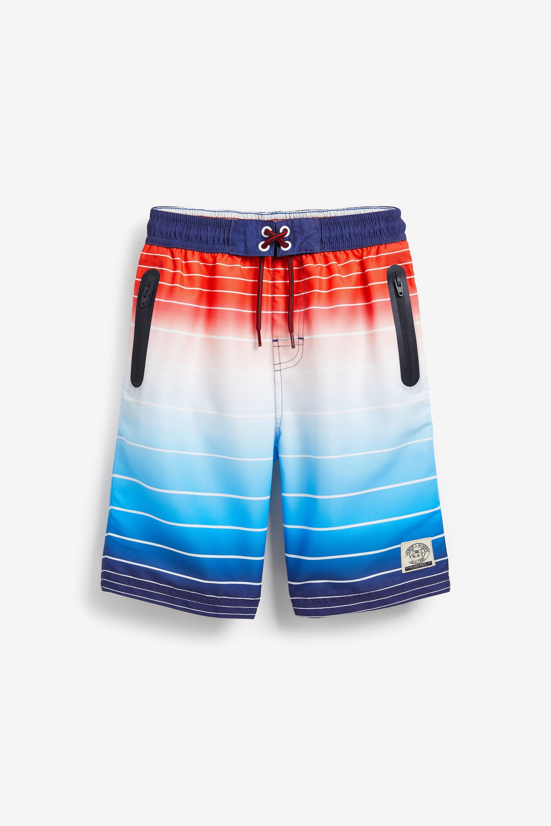 Navy Blue Stripe Board Swim Shorts (3-16yrs)