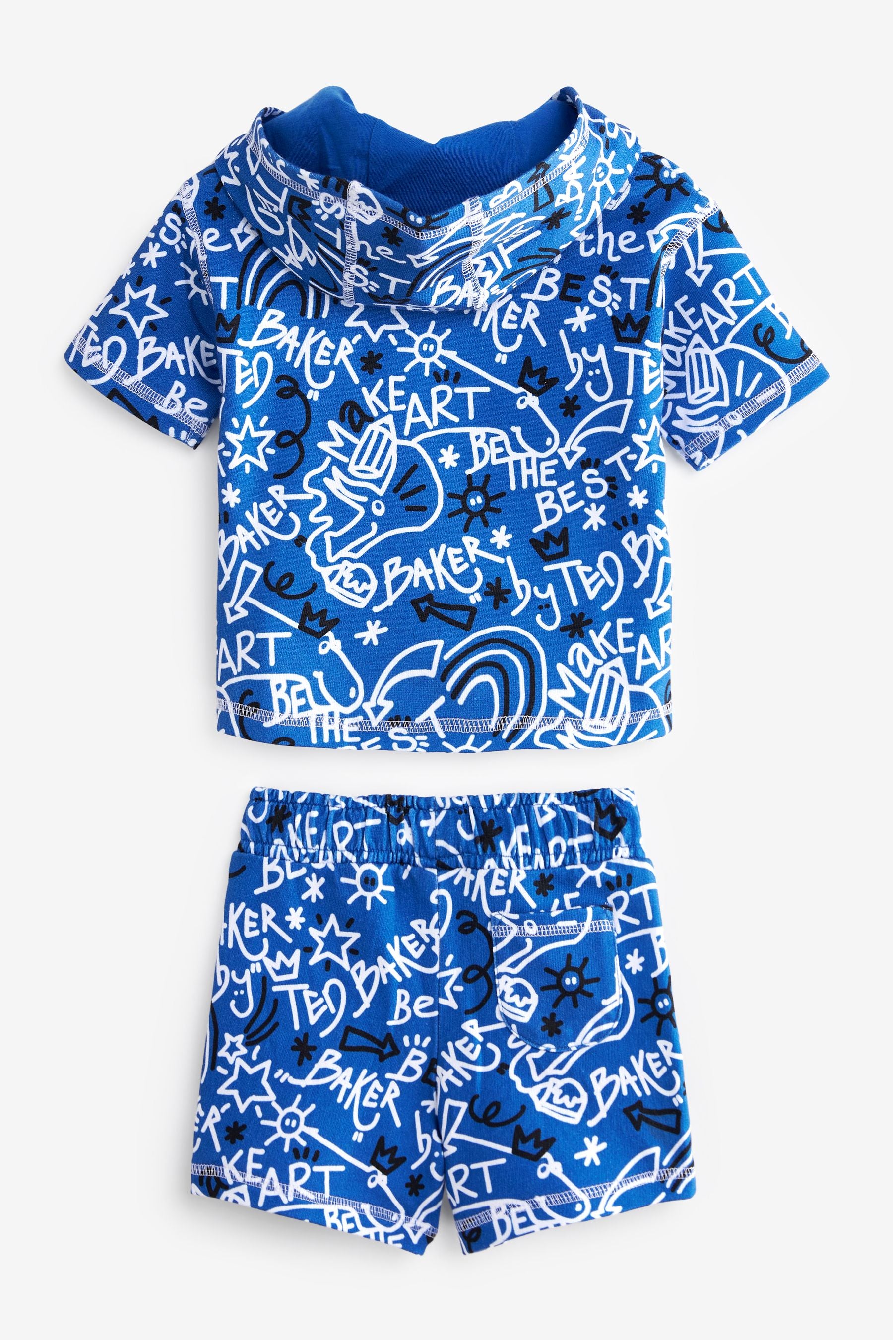 Baker by Ted Baker Blue Printed Hoodie And Shorts Set