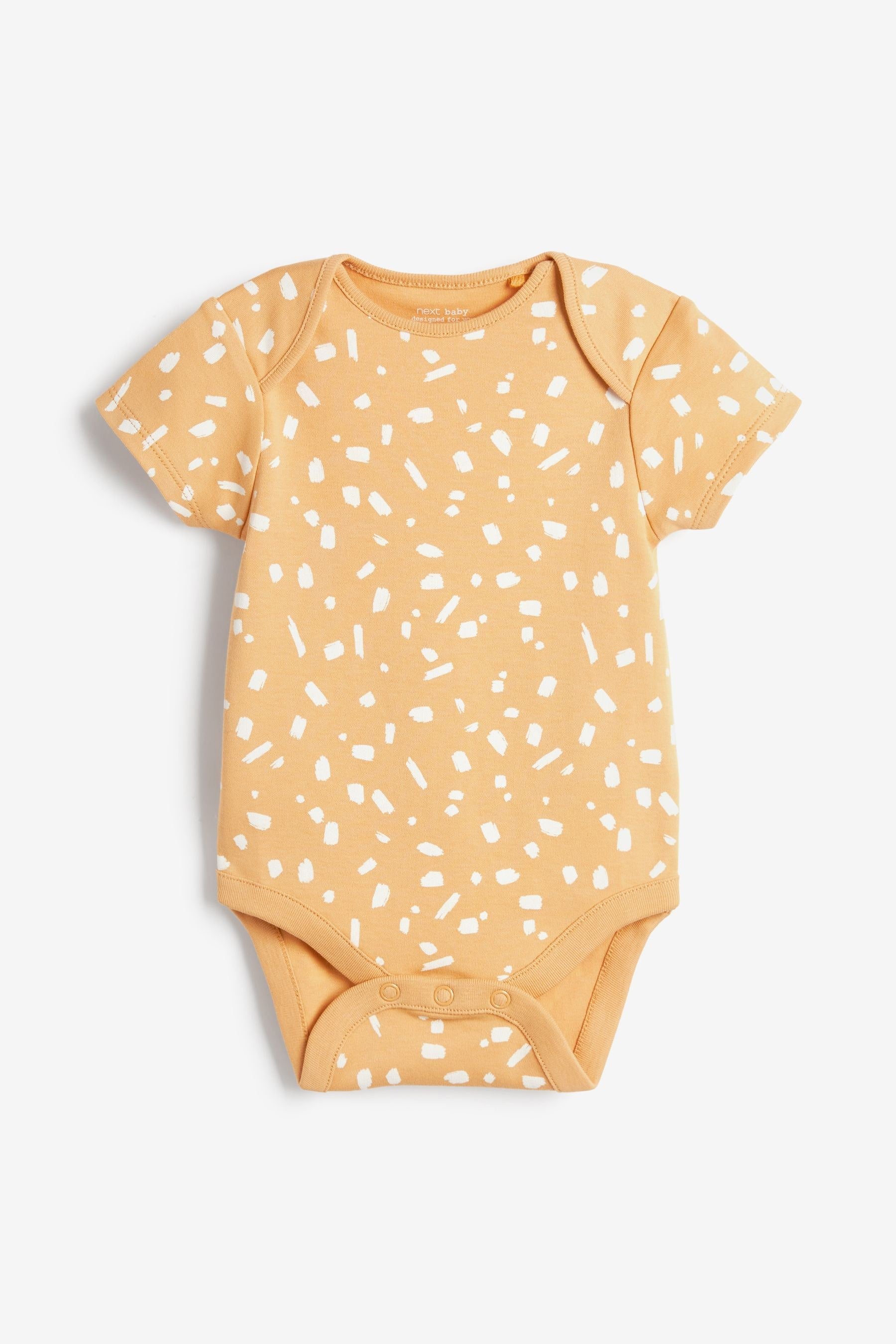 Rust Red/Ochre Yellow White 7 Pack Essential Baby Short Sleeve Bodysuits