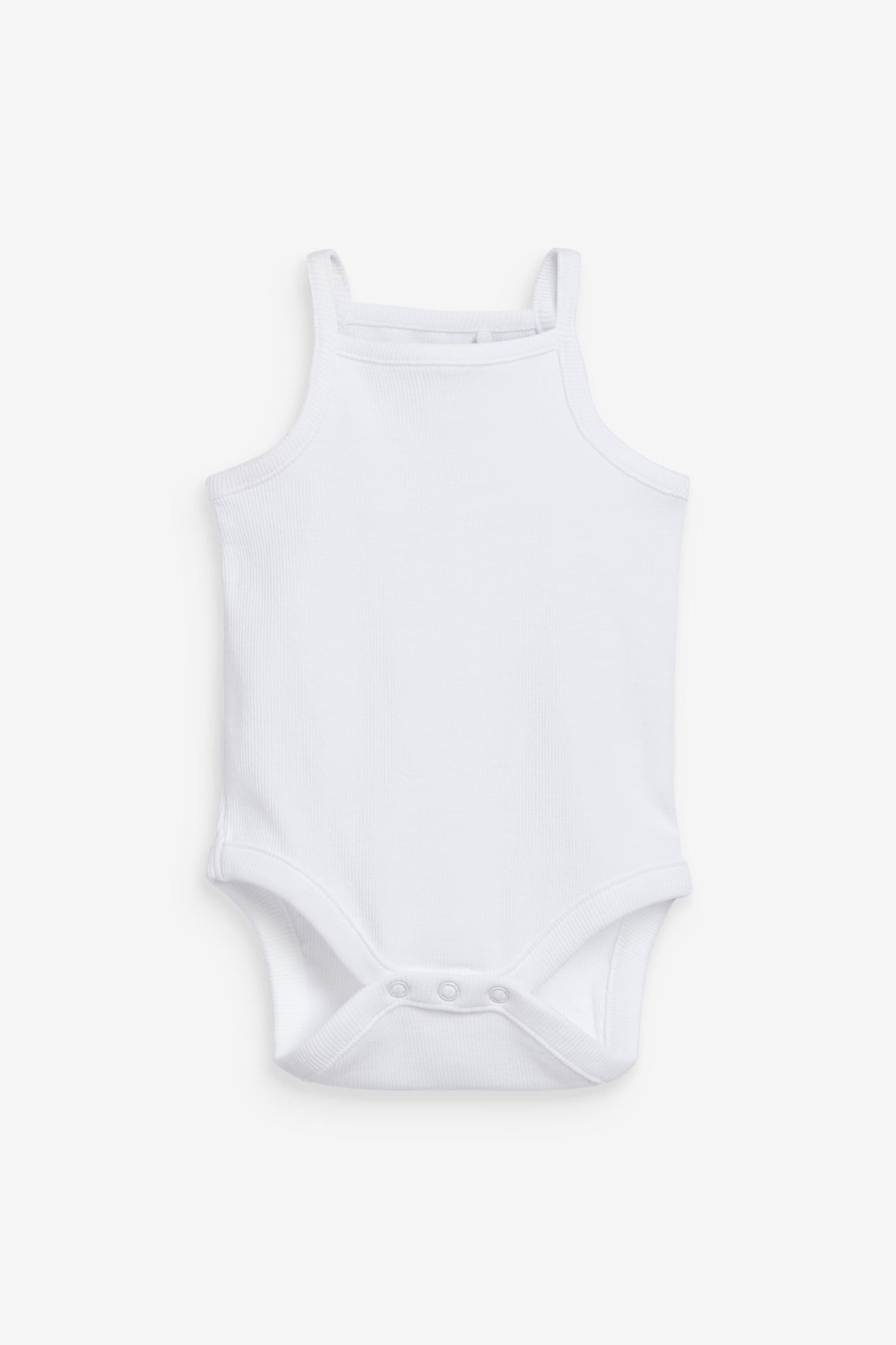 White White 3 Pack Strappy Vest Bodysuits