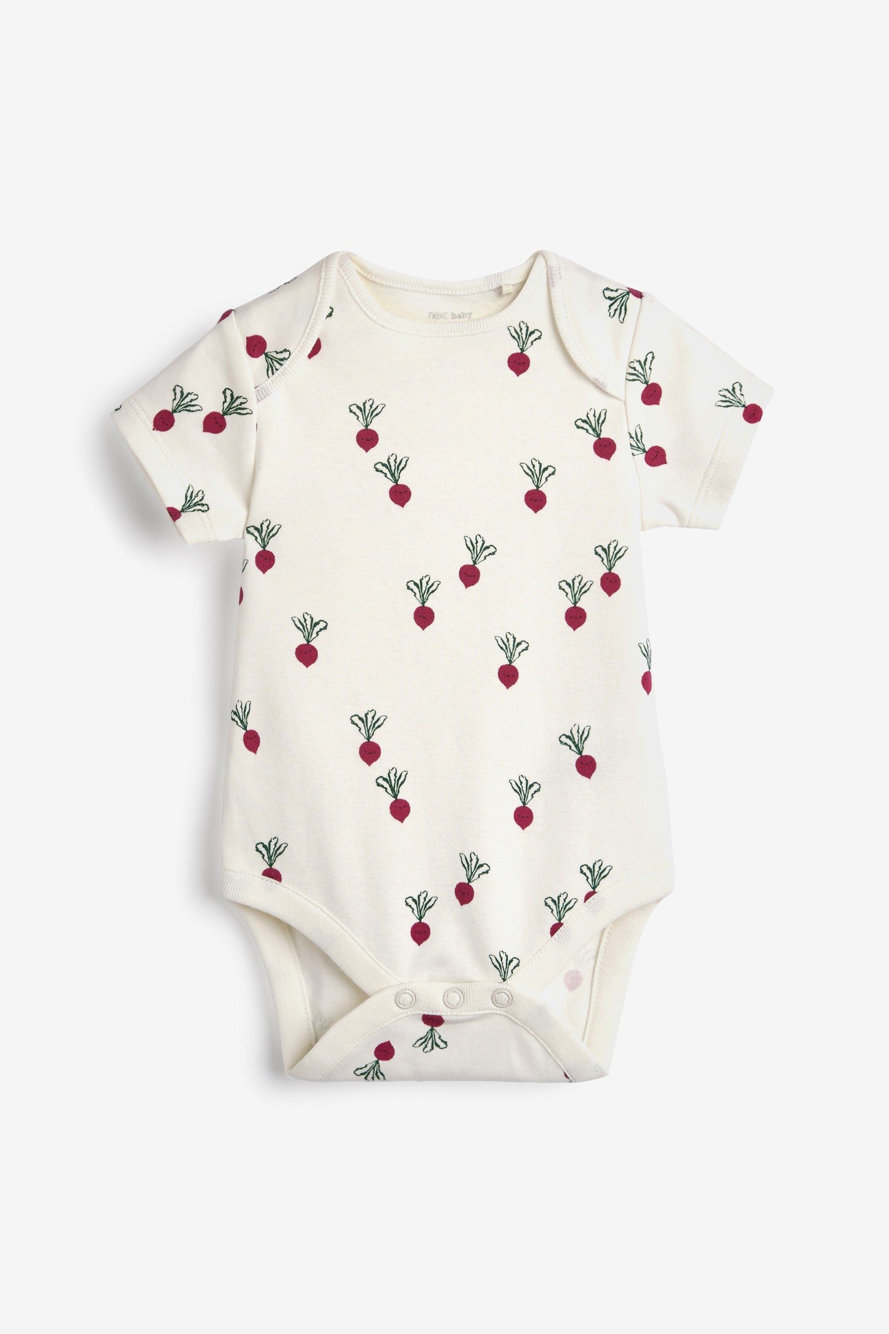 White Mini Veg Print 5 Pack Short Sleeve Baby Bodysuits (0mths-3yrs)