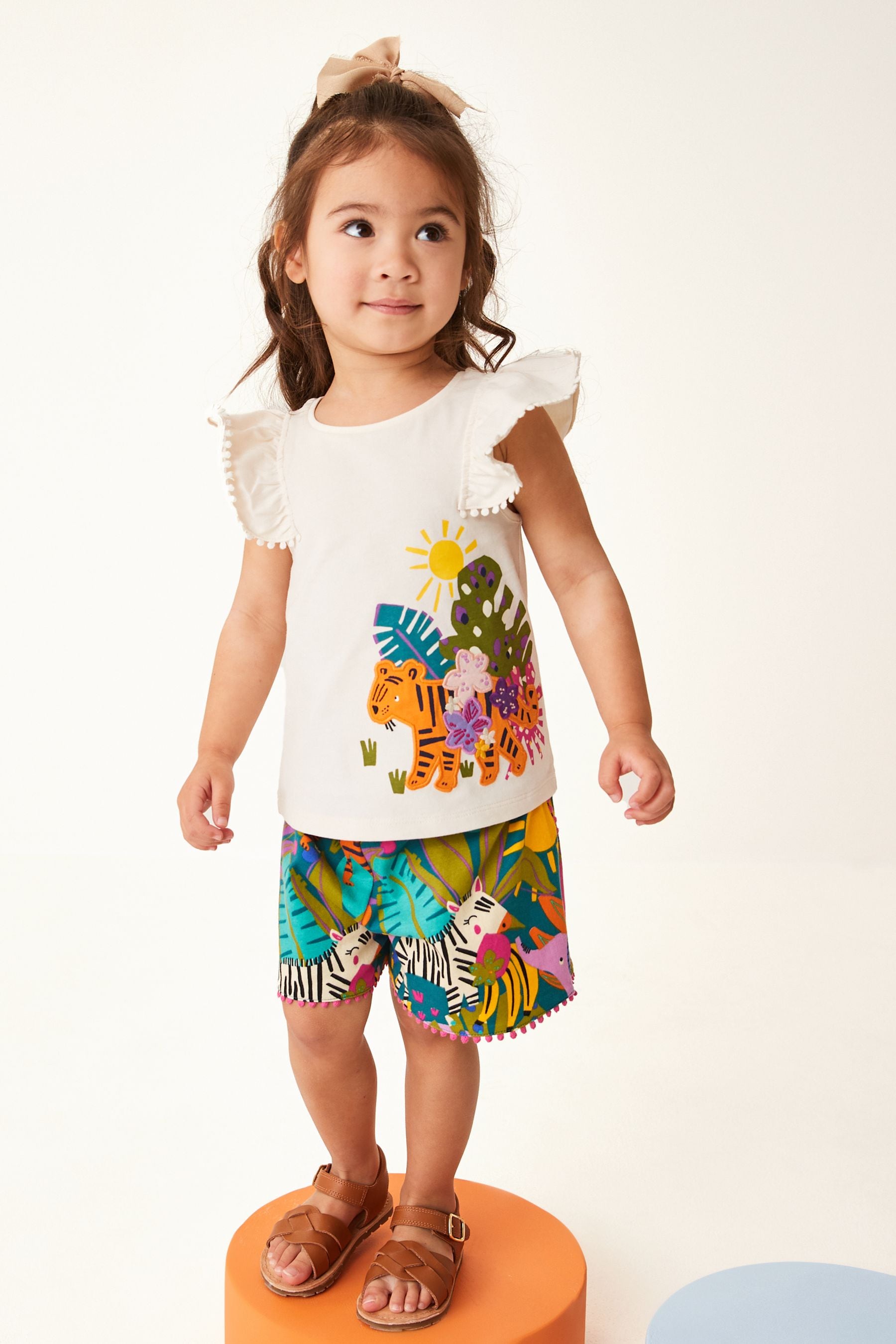 Cream Tropical Tiger Vest And Shorts Set (3mths-7yrs)