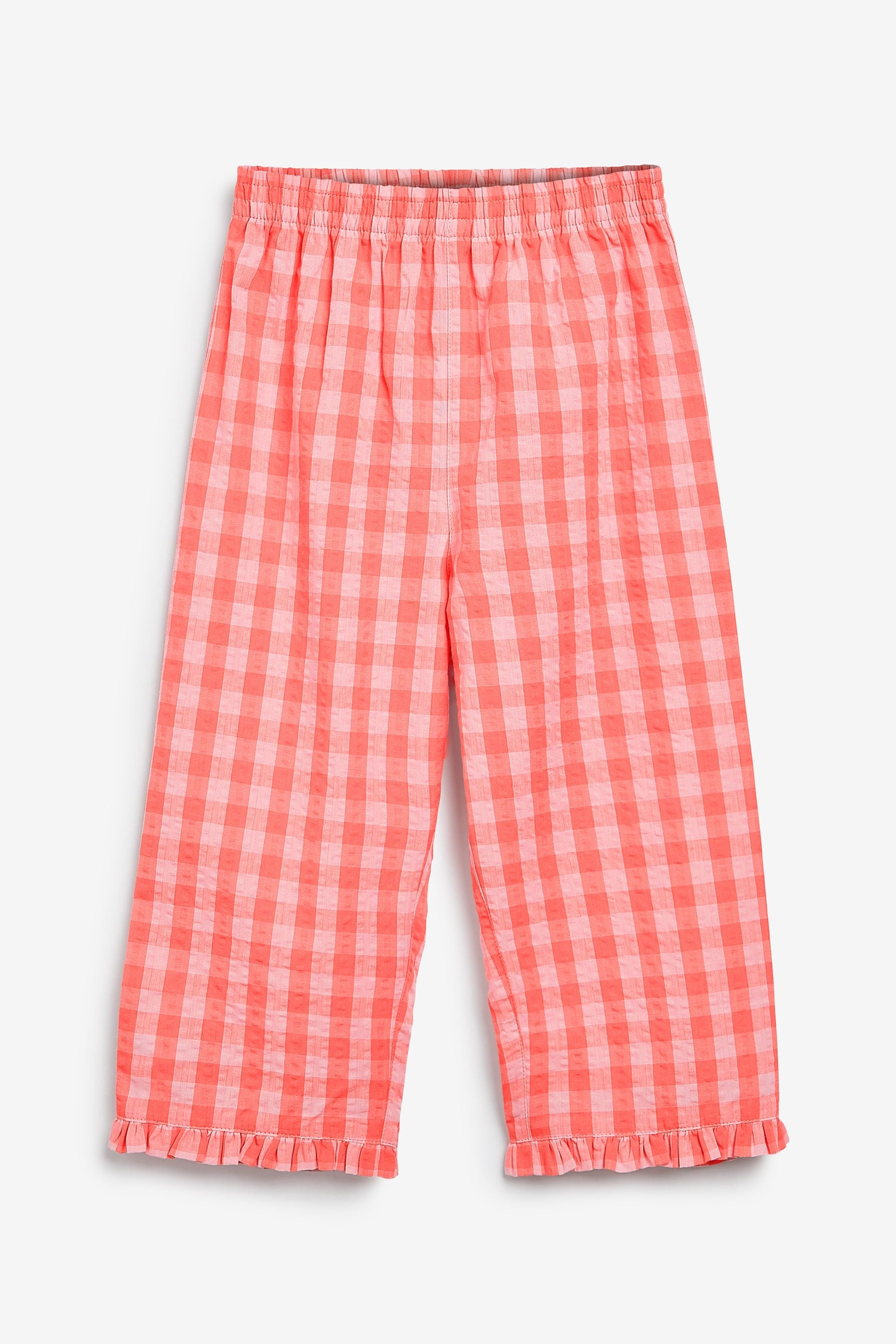 Pink Gingham Button Through Woven Pyjamas With Oversized Collar (3-16yrs)