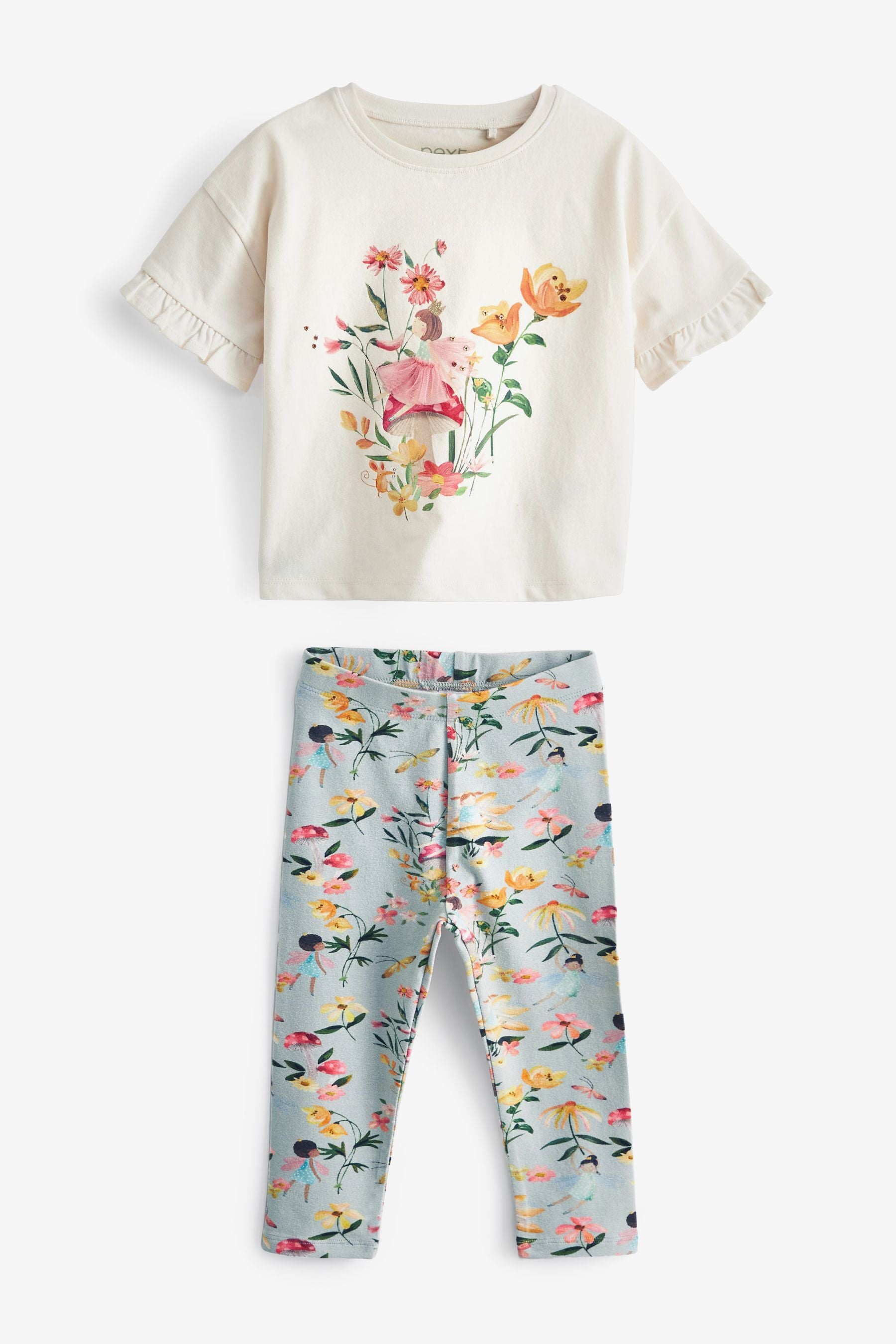 White/Green Fairy Short Sleeve Top and Leggings Set (3mths-7yrs)