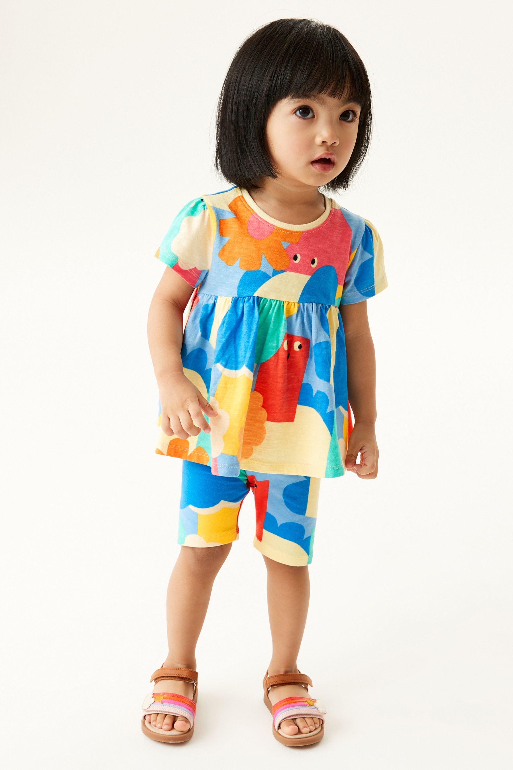 Multi Character Shapes Short Sleeve Top And Shorts Set (3mths-7yrs)