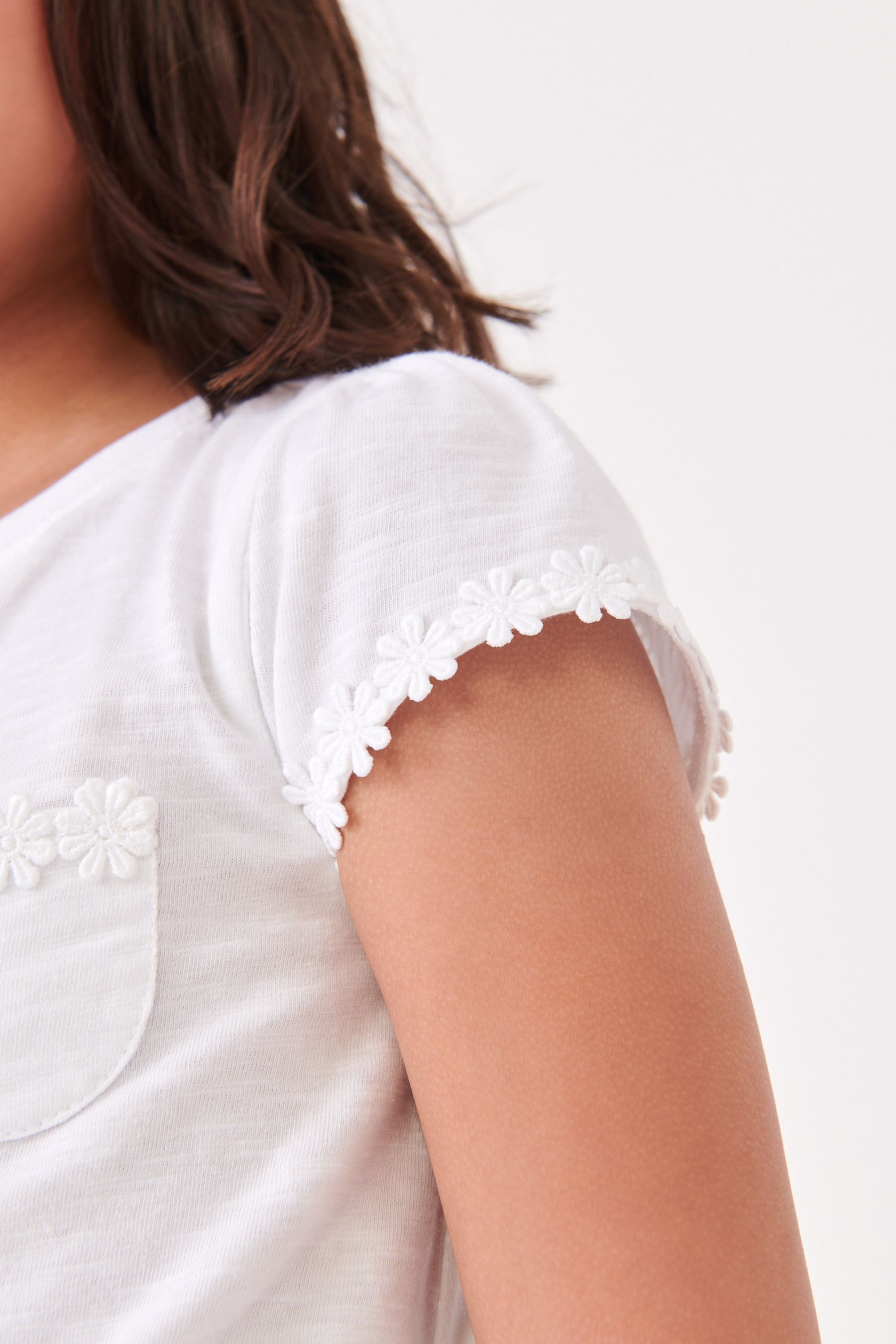 White Daisy Pocket T-Shirt (1.5-16yrs)