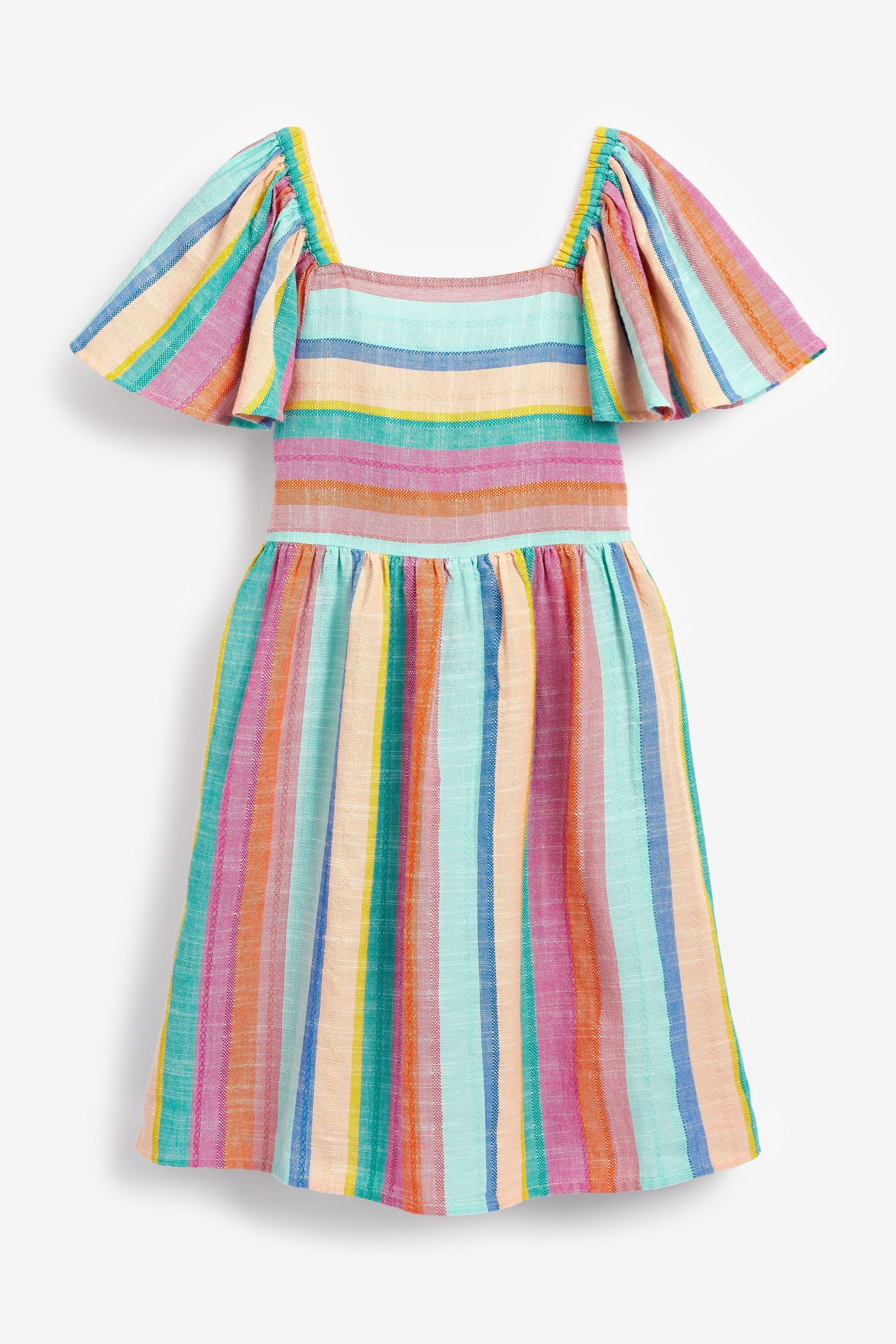 Rainbow Stripe Angel Sleeve Dress (3-16yrs)