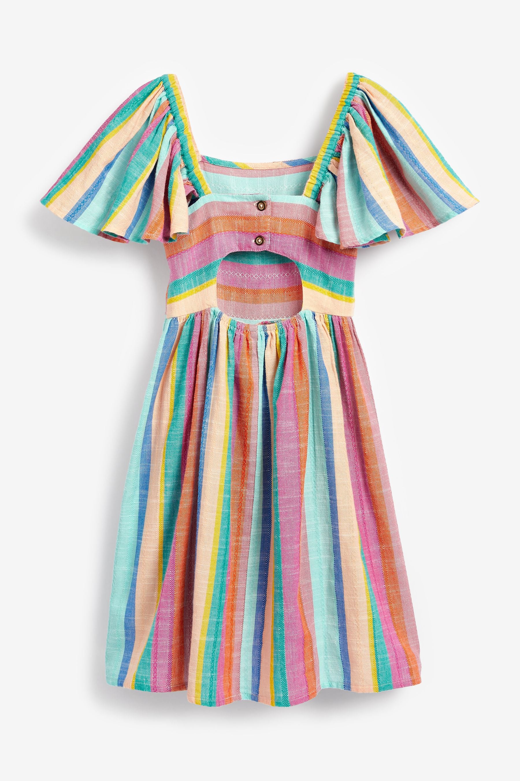 Rainbow Stripe Angel Sleeve Dress (3-16yrs)