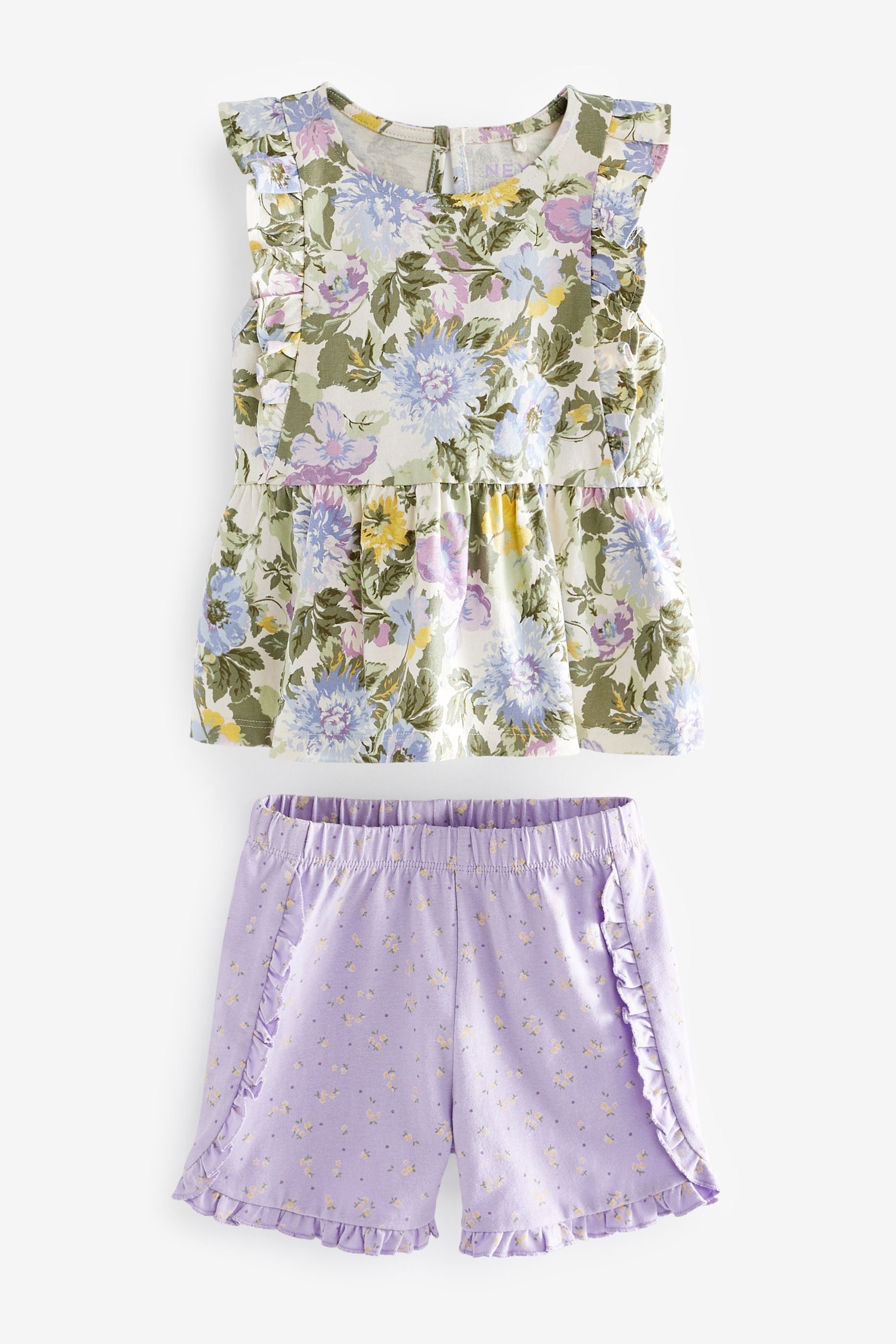 Lilac Purple Floral Vest And Shorts Set (3mths-7yrs)