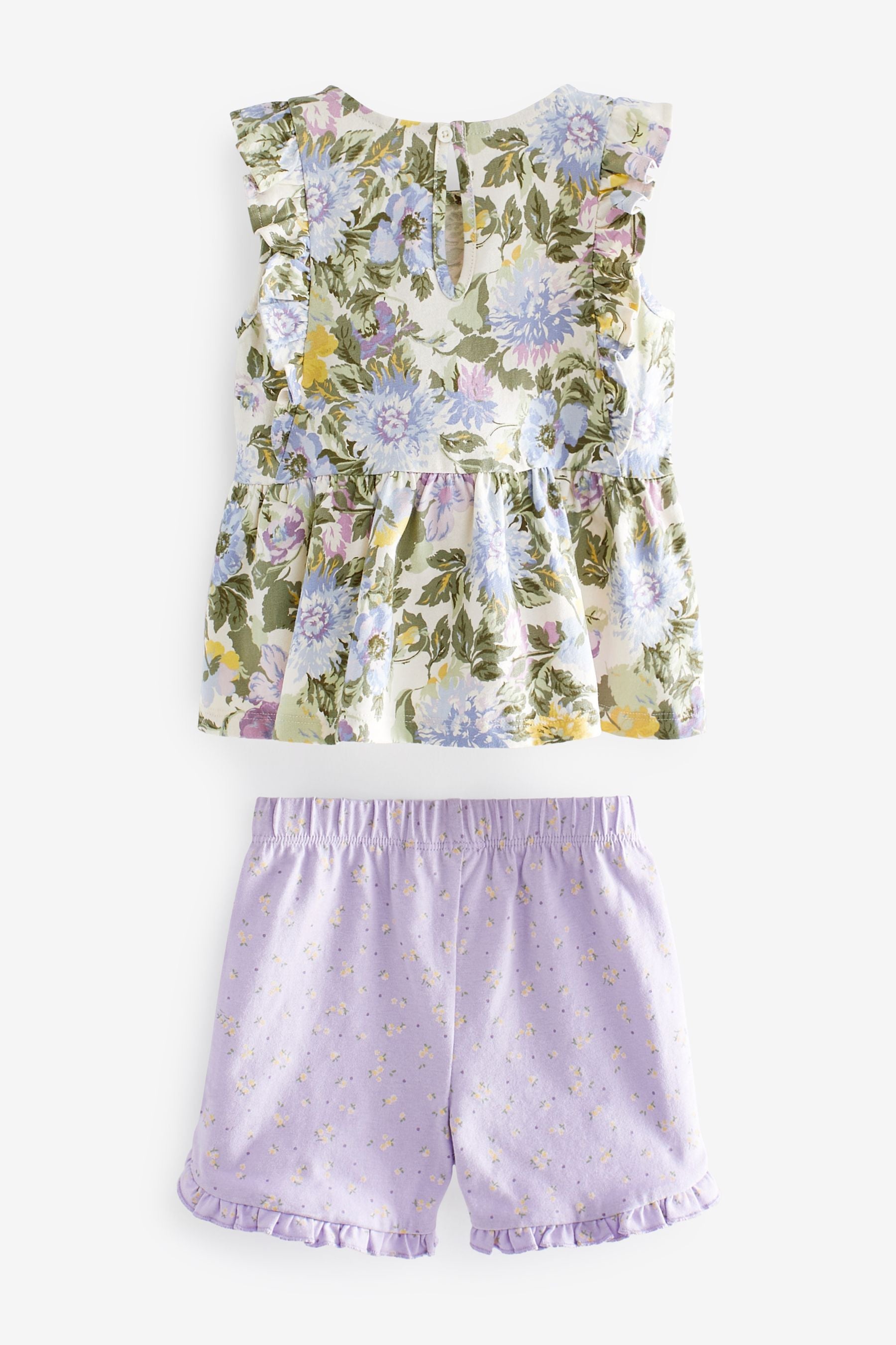 Lilac Purple Floral Vest And Shorts Set (3mths-7yrs)