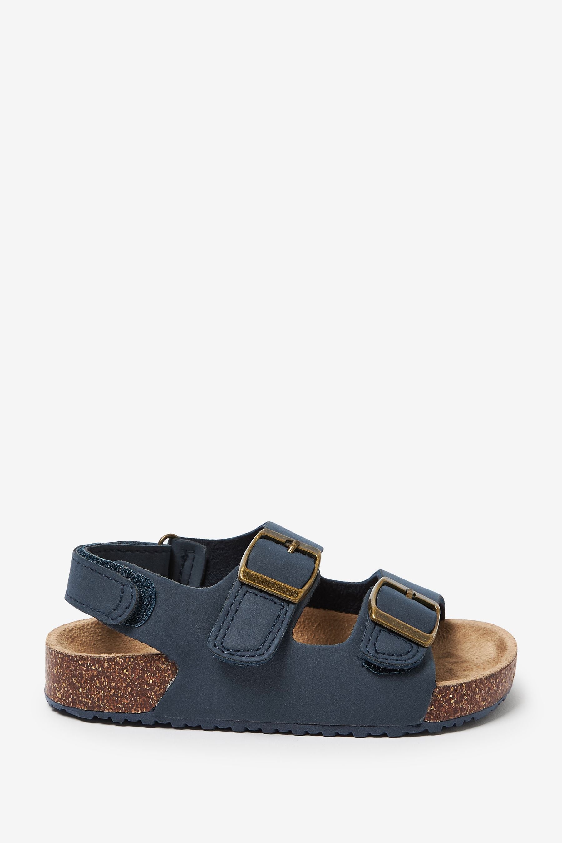 Navy Blue Buckle Corkbed Sandals