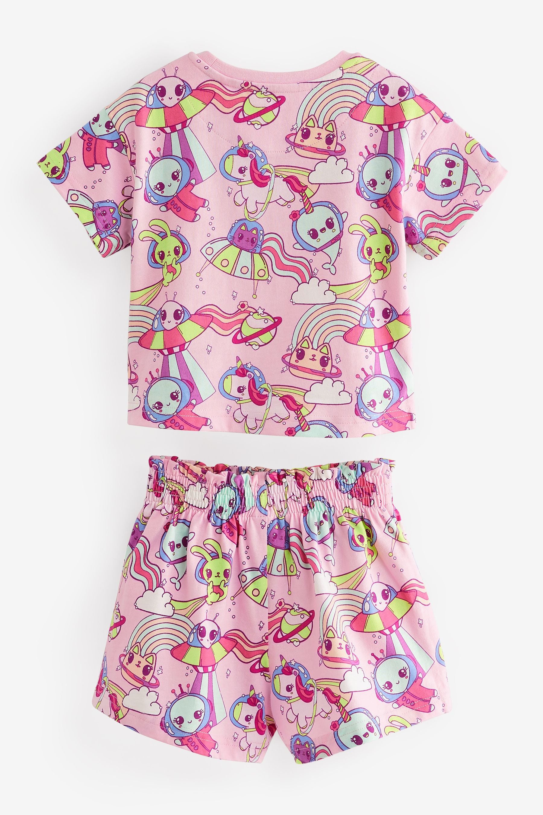 Pink/Green Alien Character Short Pyjamas 2 Pack (9mths-8yrs)