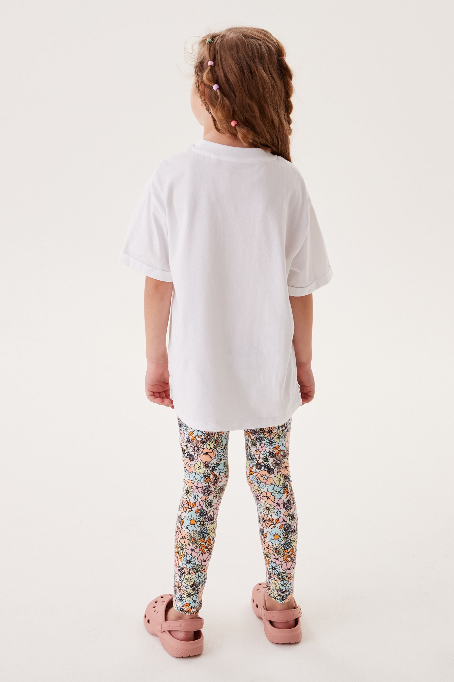 Ecru White Oversized Sun Floral Legging Set (3-16yrs)