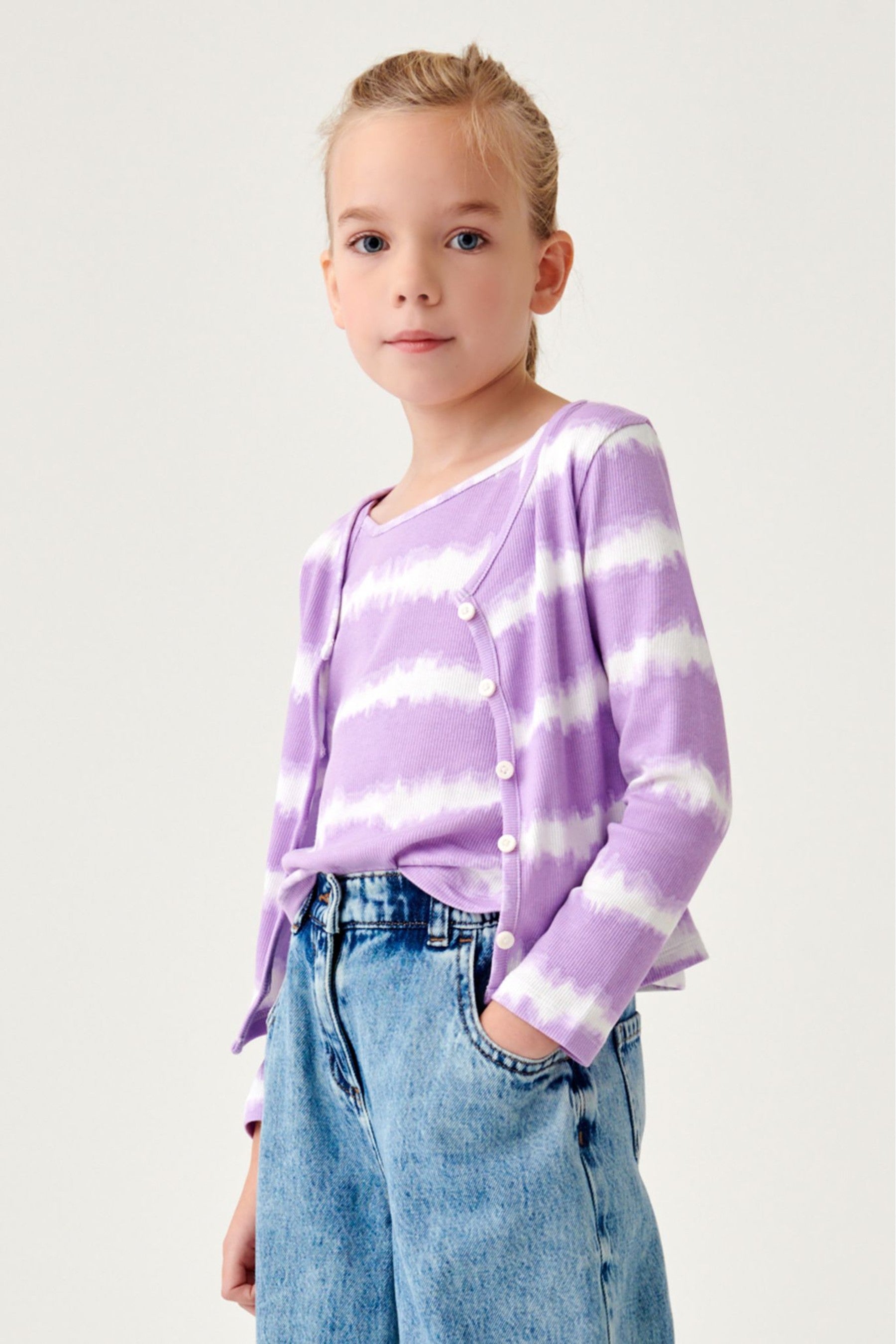 Lilac Purple Tie dye Cardigan With Strappy Vest 2 Pack (3-12yrs)