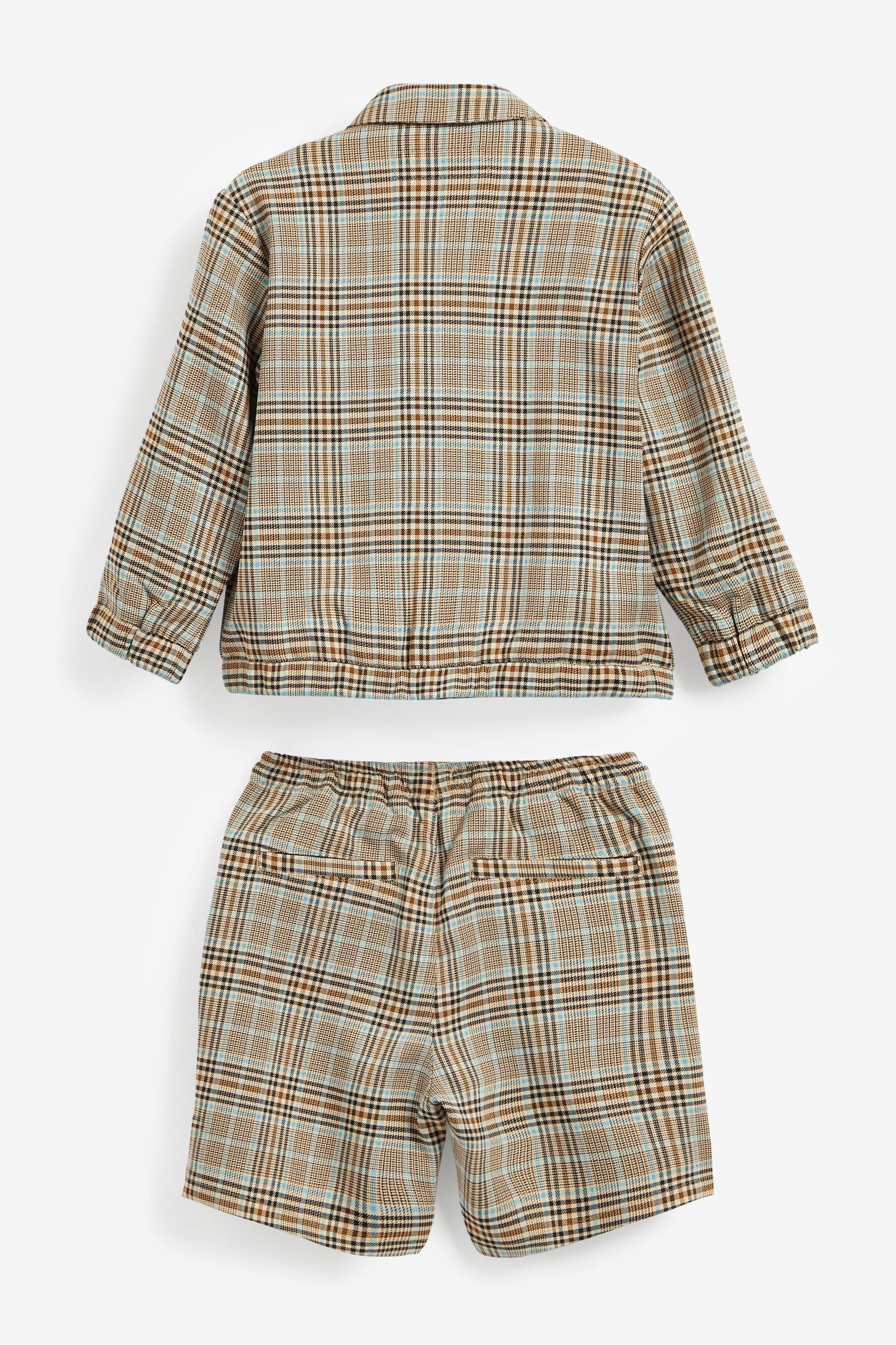 Neutral Check Bomber Jacket and Shorts Set (3mths-9yrs)