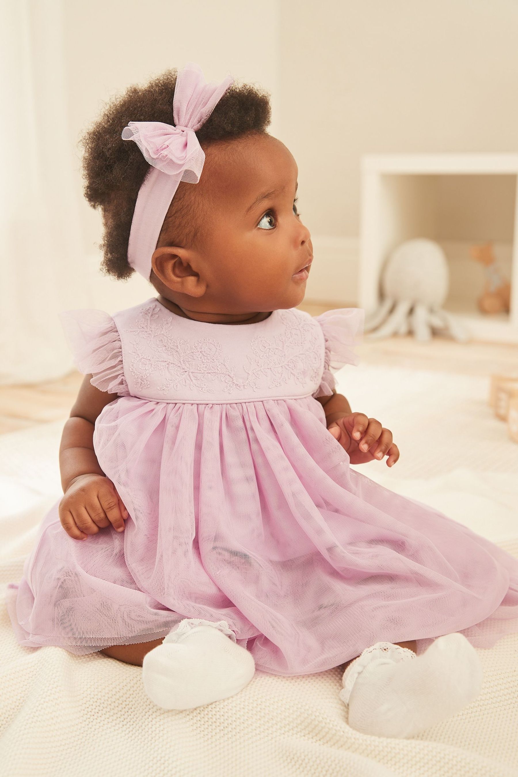 Lilac Purple Baby Occasion Dress (0mths-2yrs)