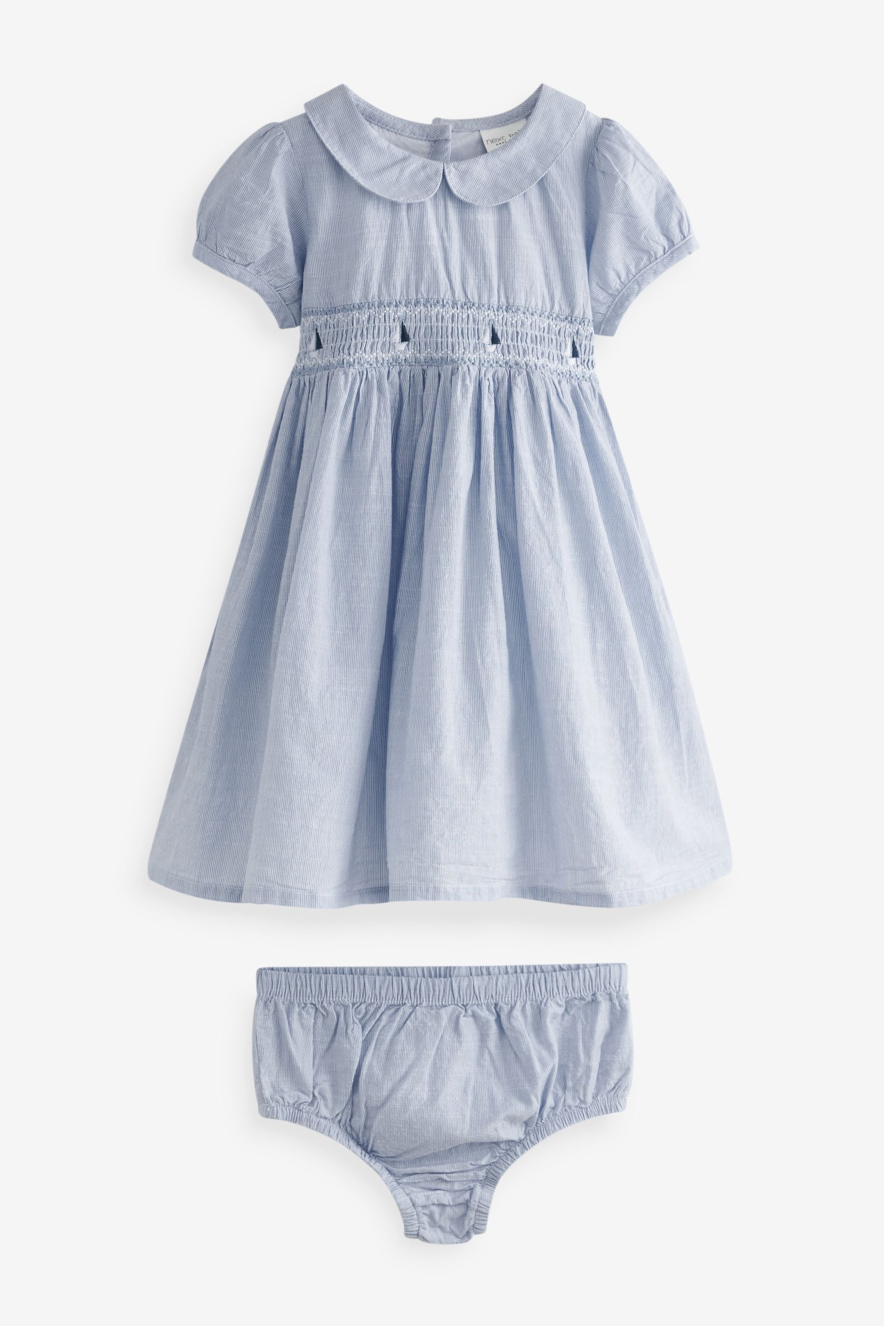 Blue Baby Dress And Knickers Set (0mths-2yrs)