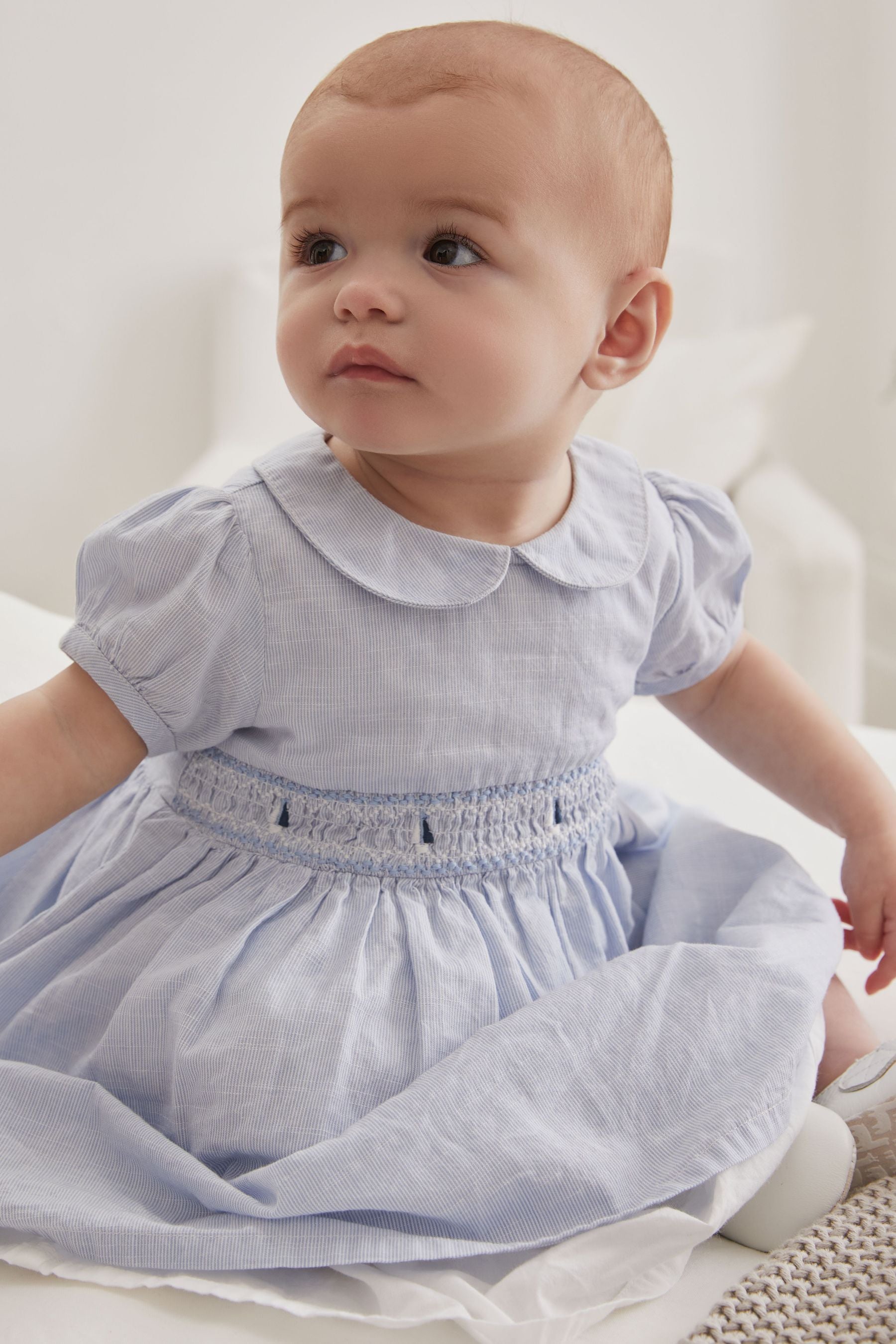 Blue Baby Dress And Knickers Set (0mths-2yrs)