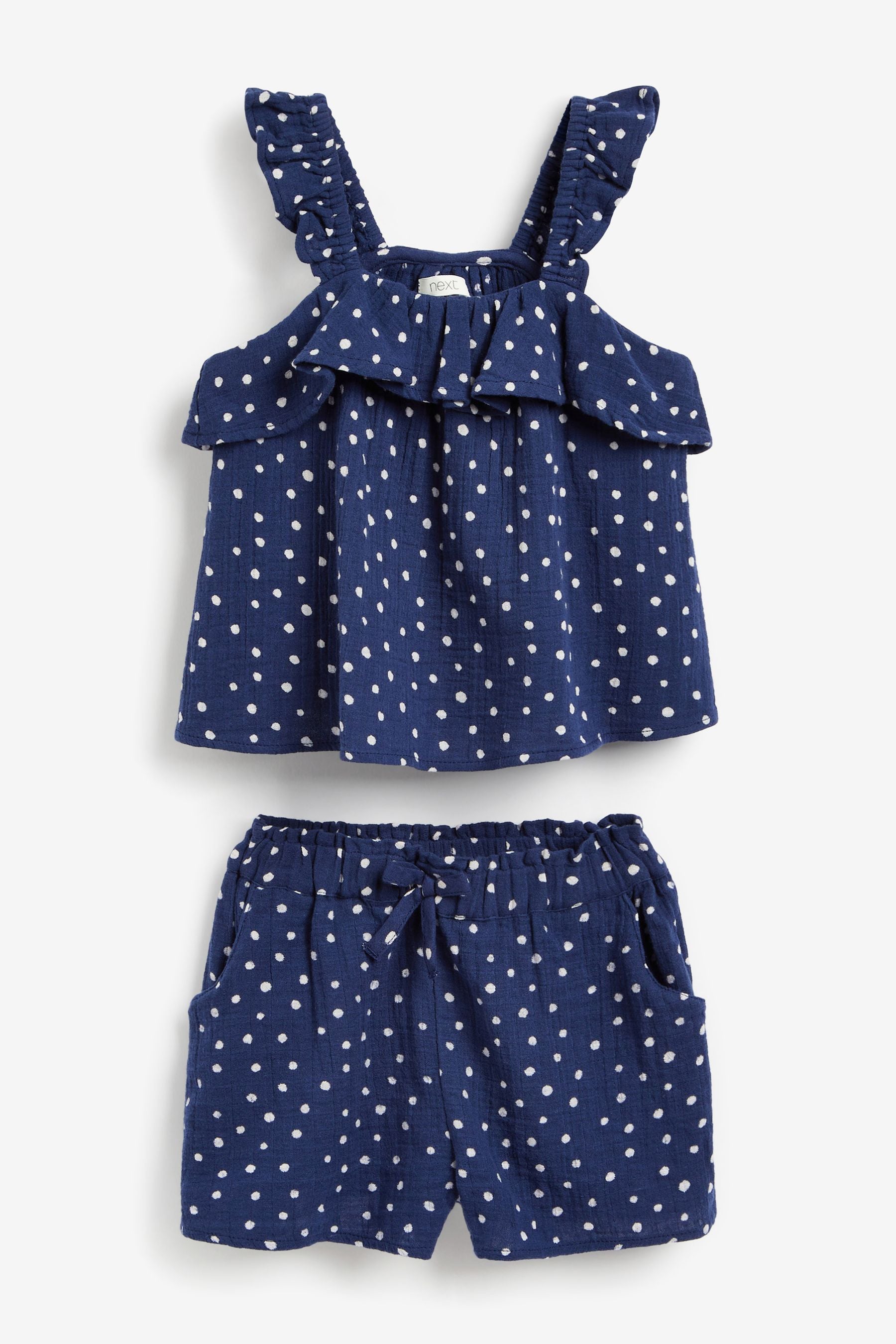 Navy Woven Blouse And Shorts Set (3mths-7yrs)