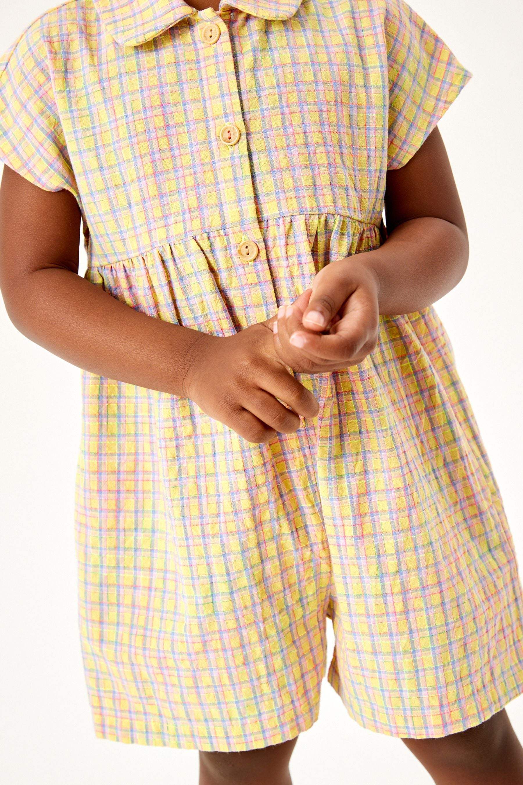 Multi Check Button Front Playsuit (3mths-7yrs)