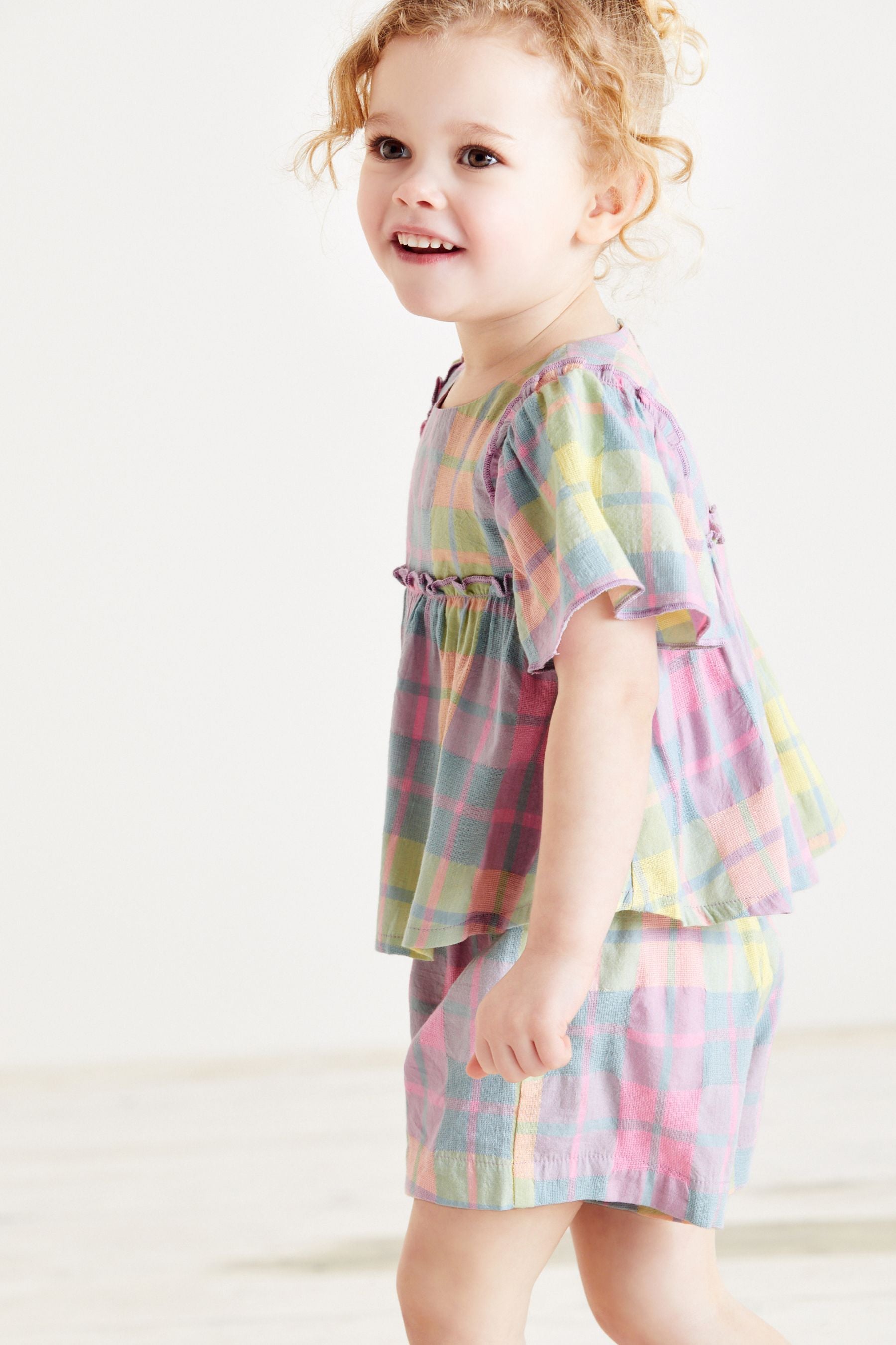 Rainbow Check Woven Blouse And Shorts Set (3mths-7yrs)