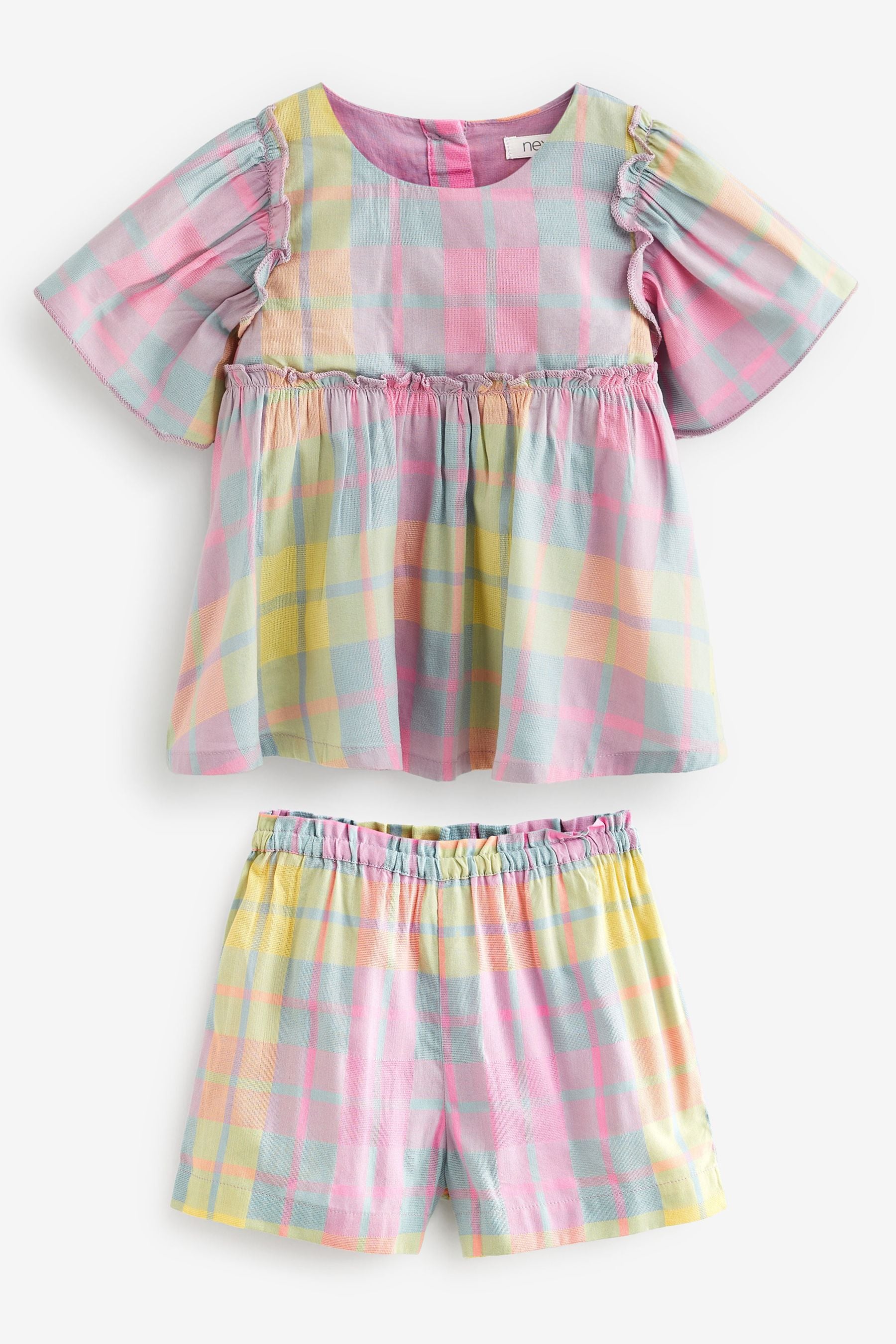 Rainbow Check Woven Blouse And Shorts Set (3mths-7yrs)