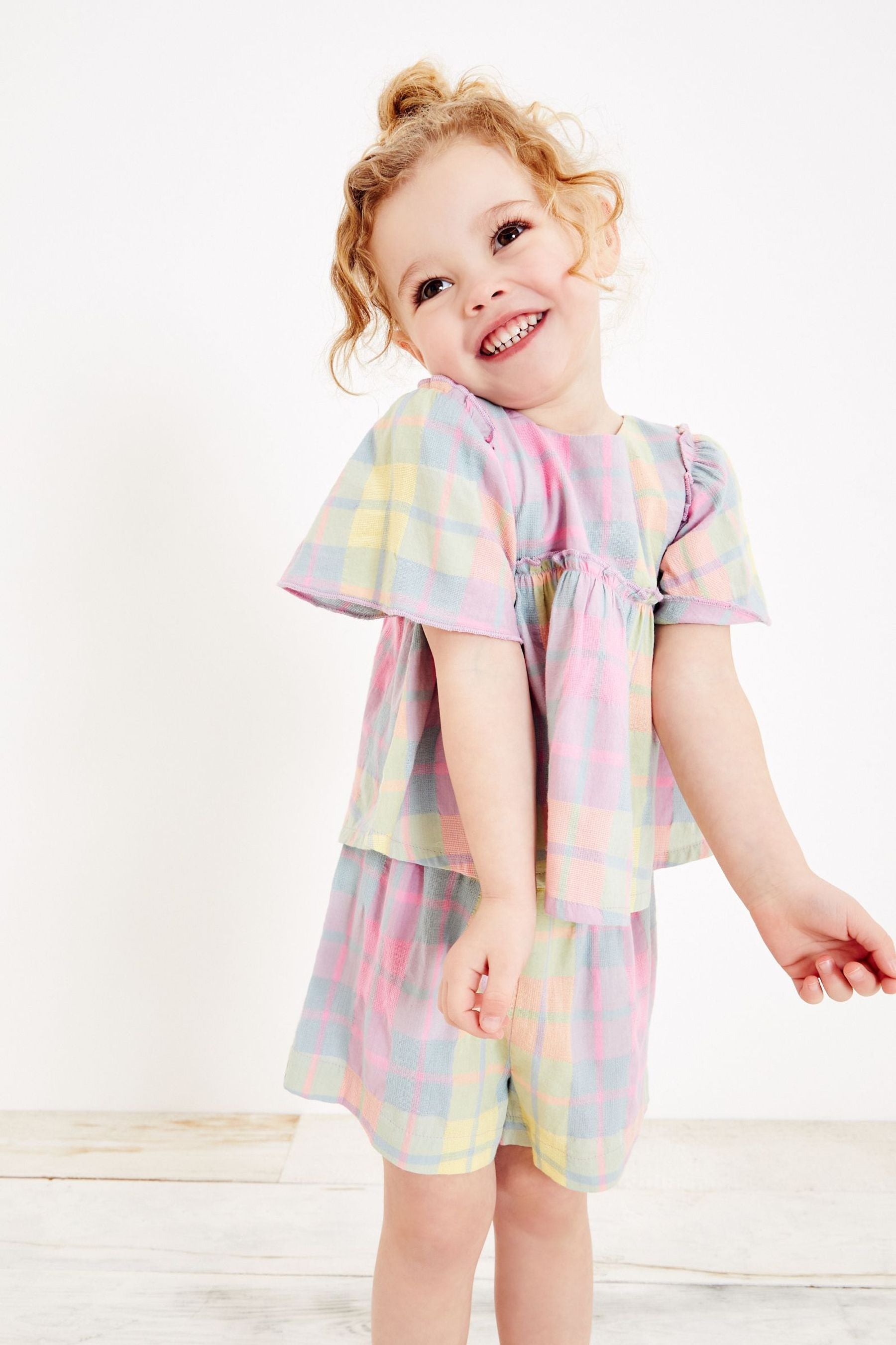 Rainbow Check Woven Blouse And Shorts Set (3mths-7yrs)