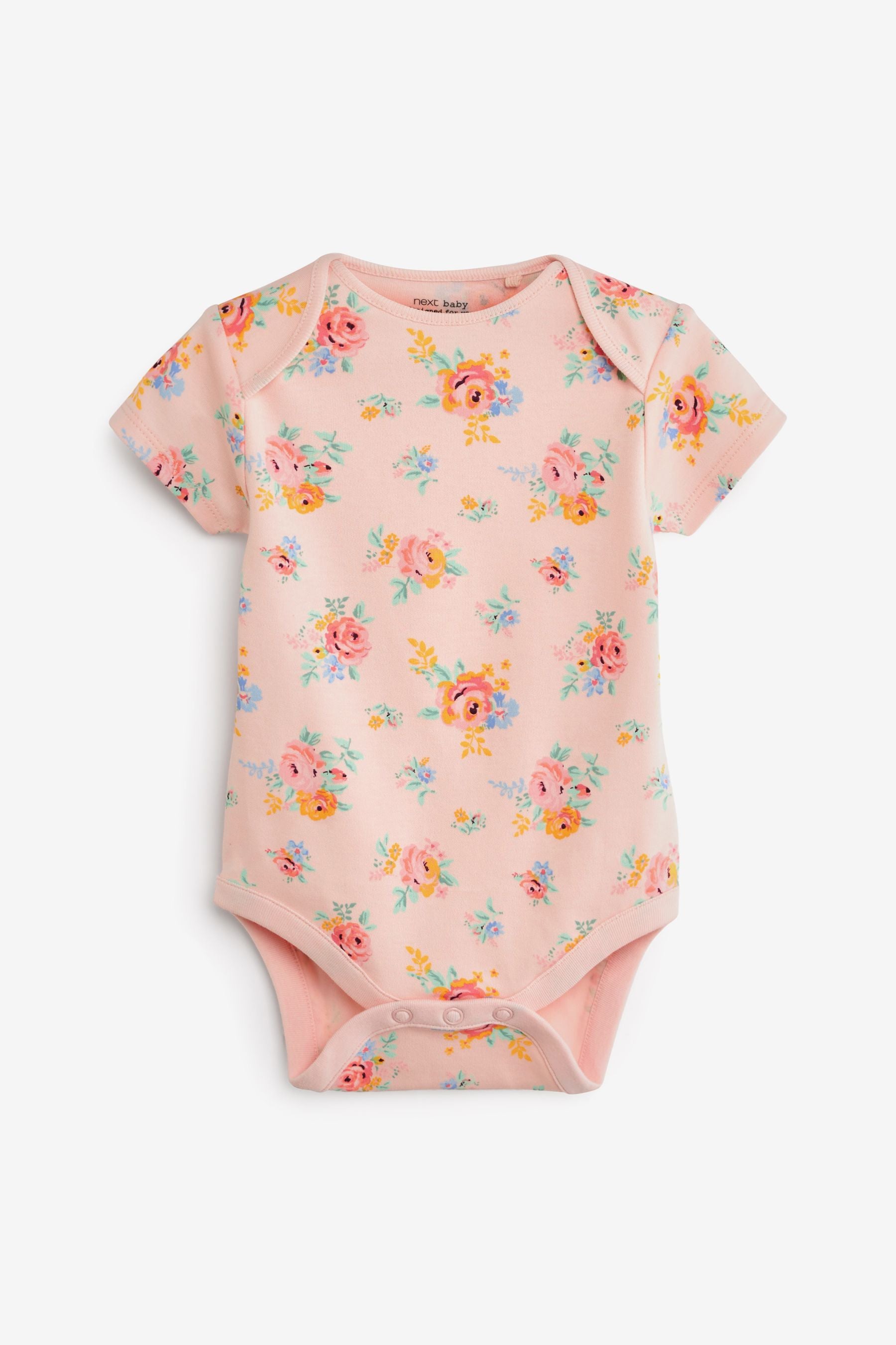 Pastel Flowers 5 Pack Short Sleeve Baby Bodysuits