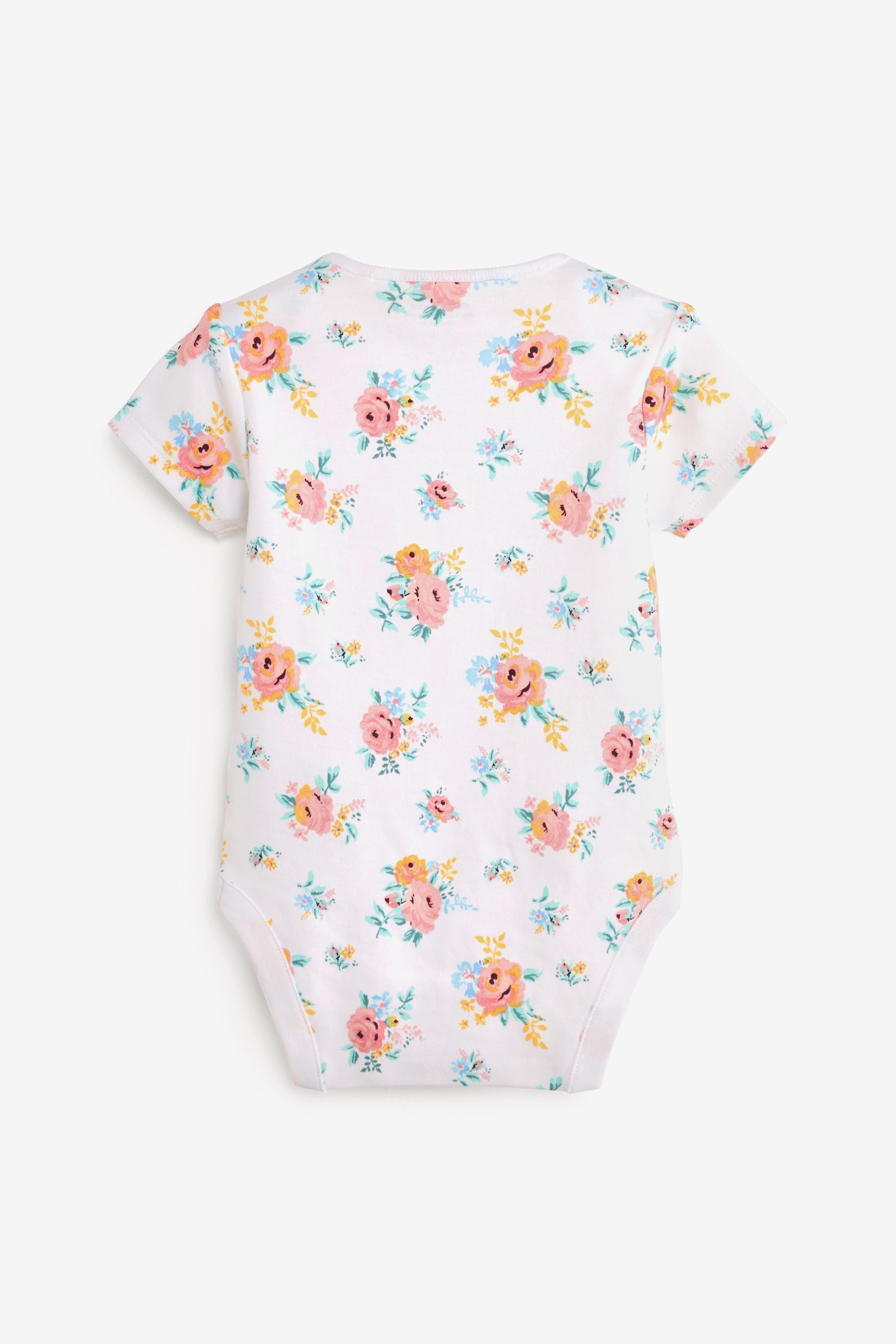 Pastel Flowers 5 Pack Short Sleeve Baby Bodysuits