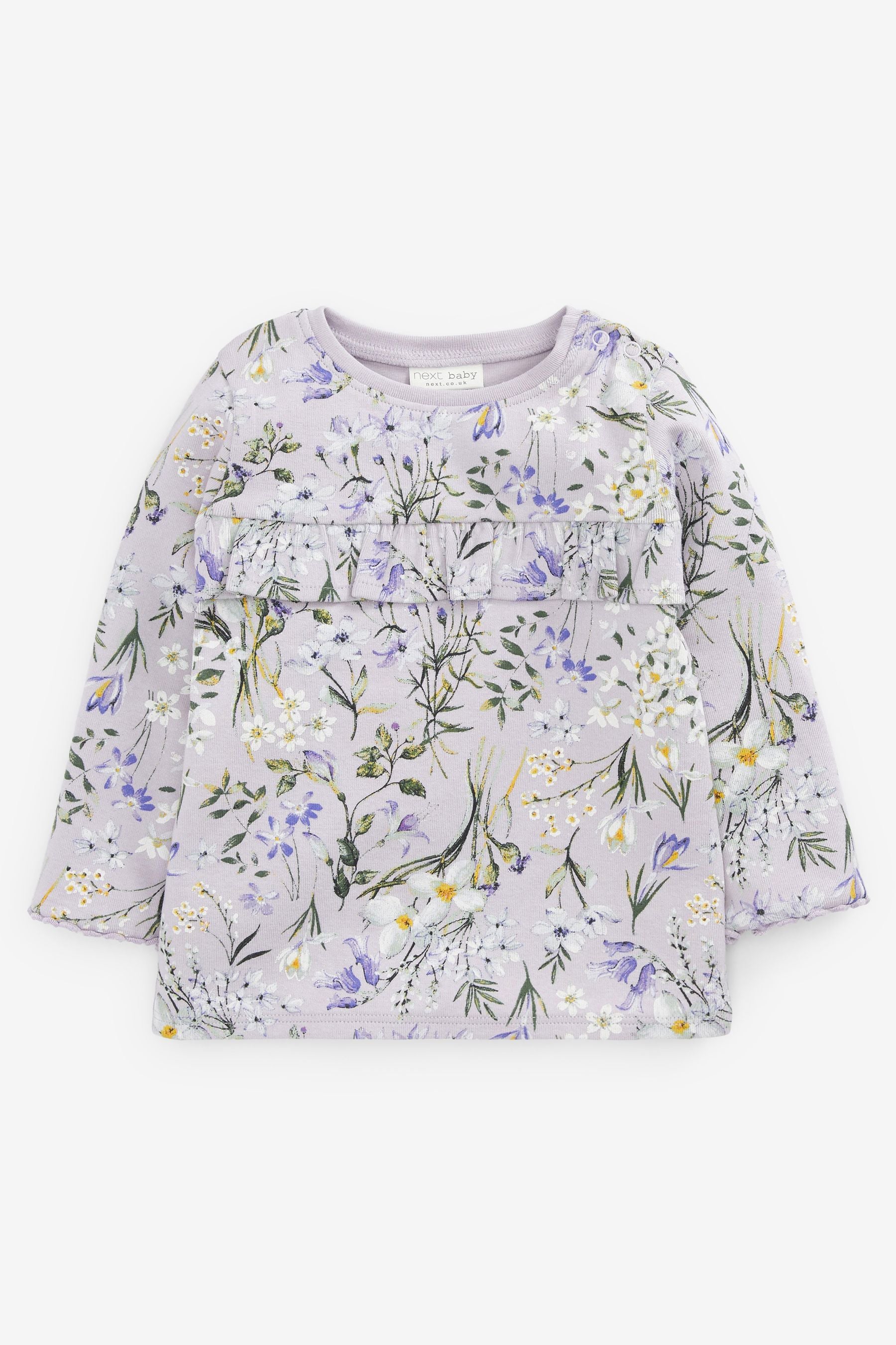 Lilac Purple Floral Baby 3 Pack Long Sleeve T-Shirts (0mths-3yrs)