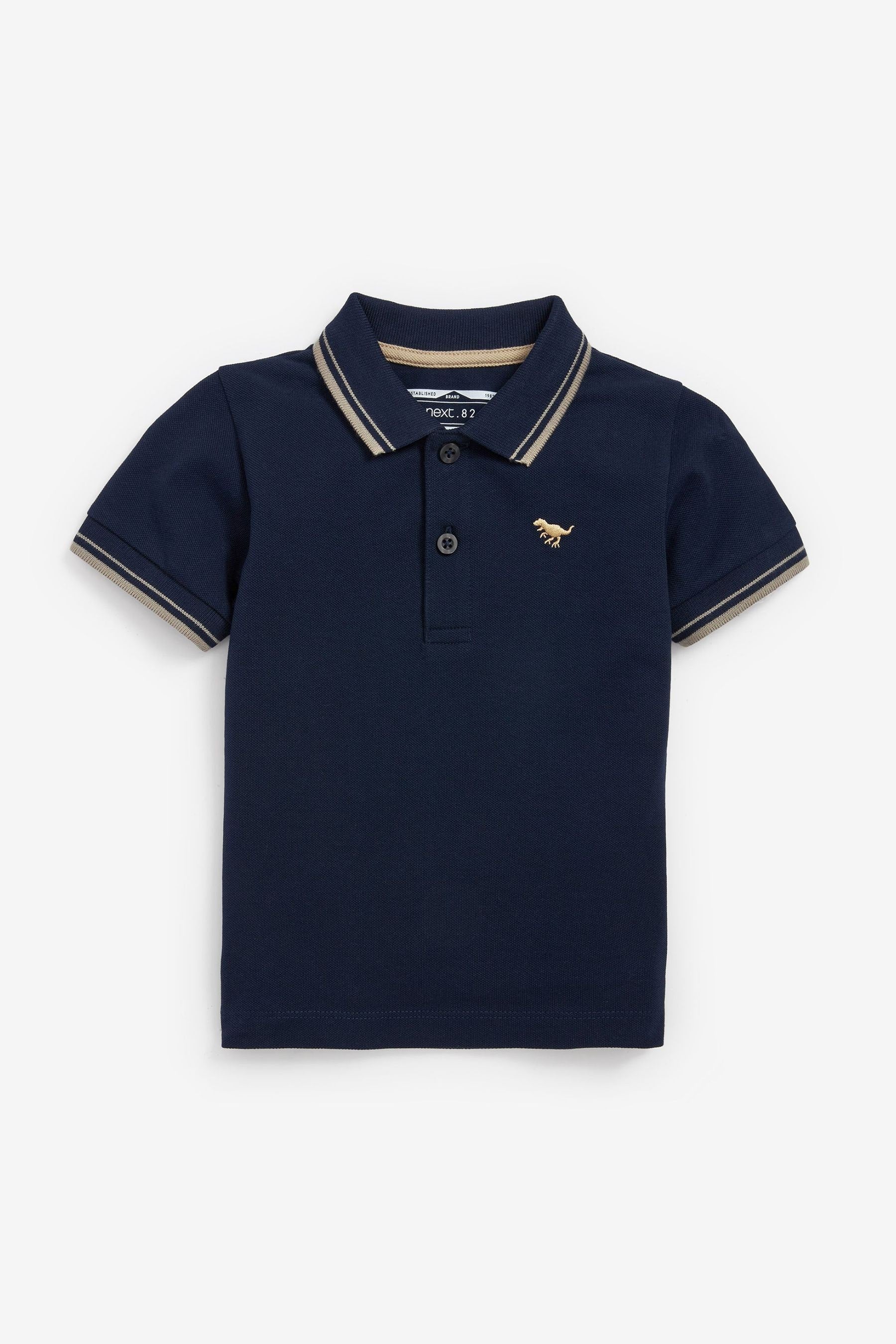 Navy Tipped Short Sleeve Polo Shirt (3mths-7yrs)