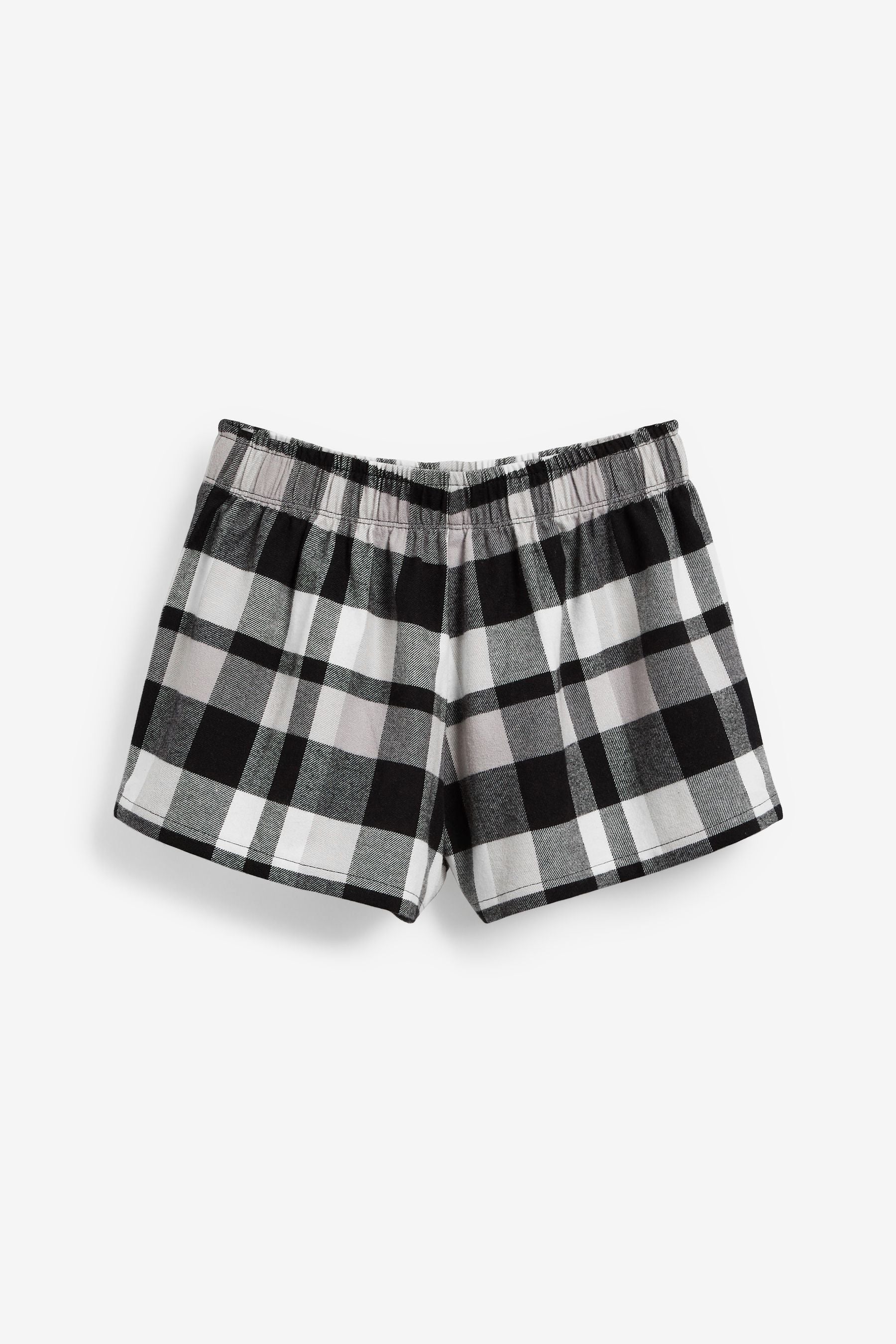 Black/White Check 2 Pack Woven Bottom Short Pyjamas (3-16yrs)