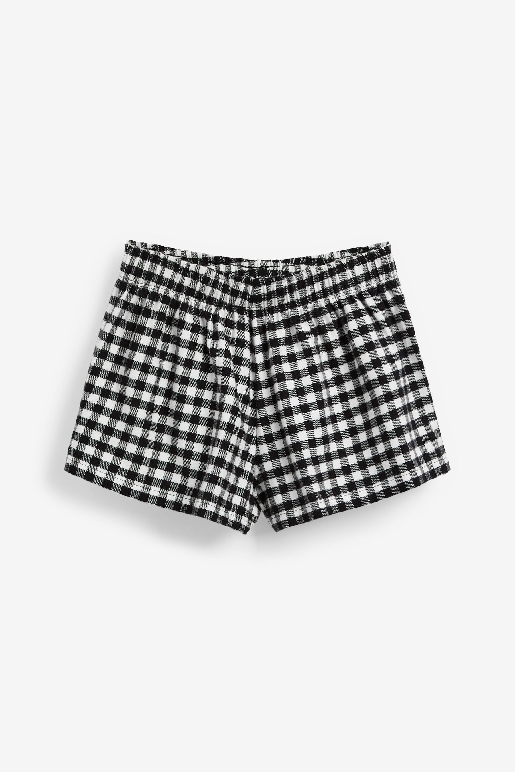 Black/White Check 2 Pack Woven Bottom Short Pyjamas (3-16yrs)