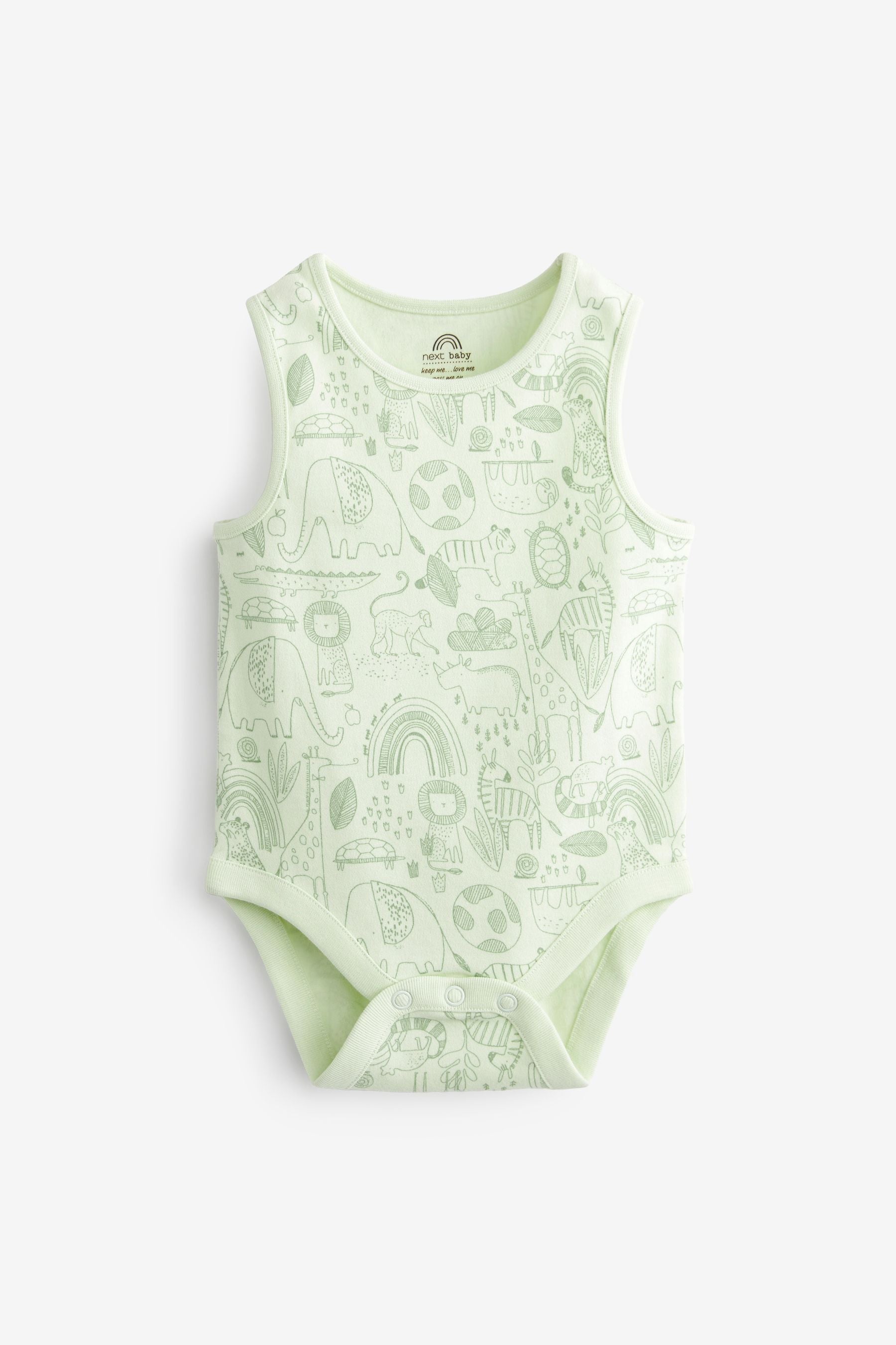 Blue Jungle Print Baby 5 Pack Vest Bodysuits