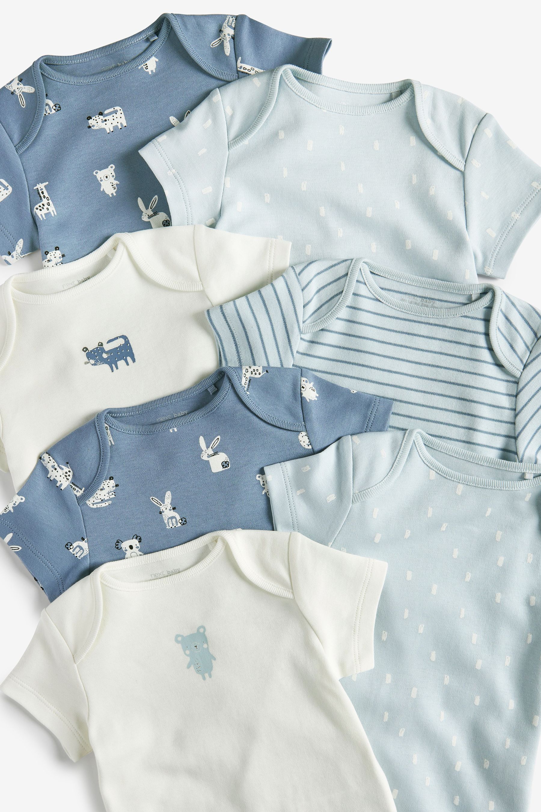 Blue Bunny Baby 7 Pack Short Sleeve Bodysuits (0mths-3yrs)