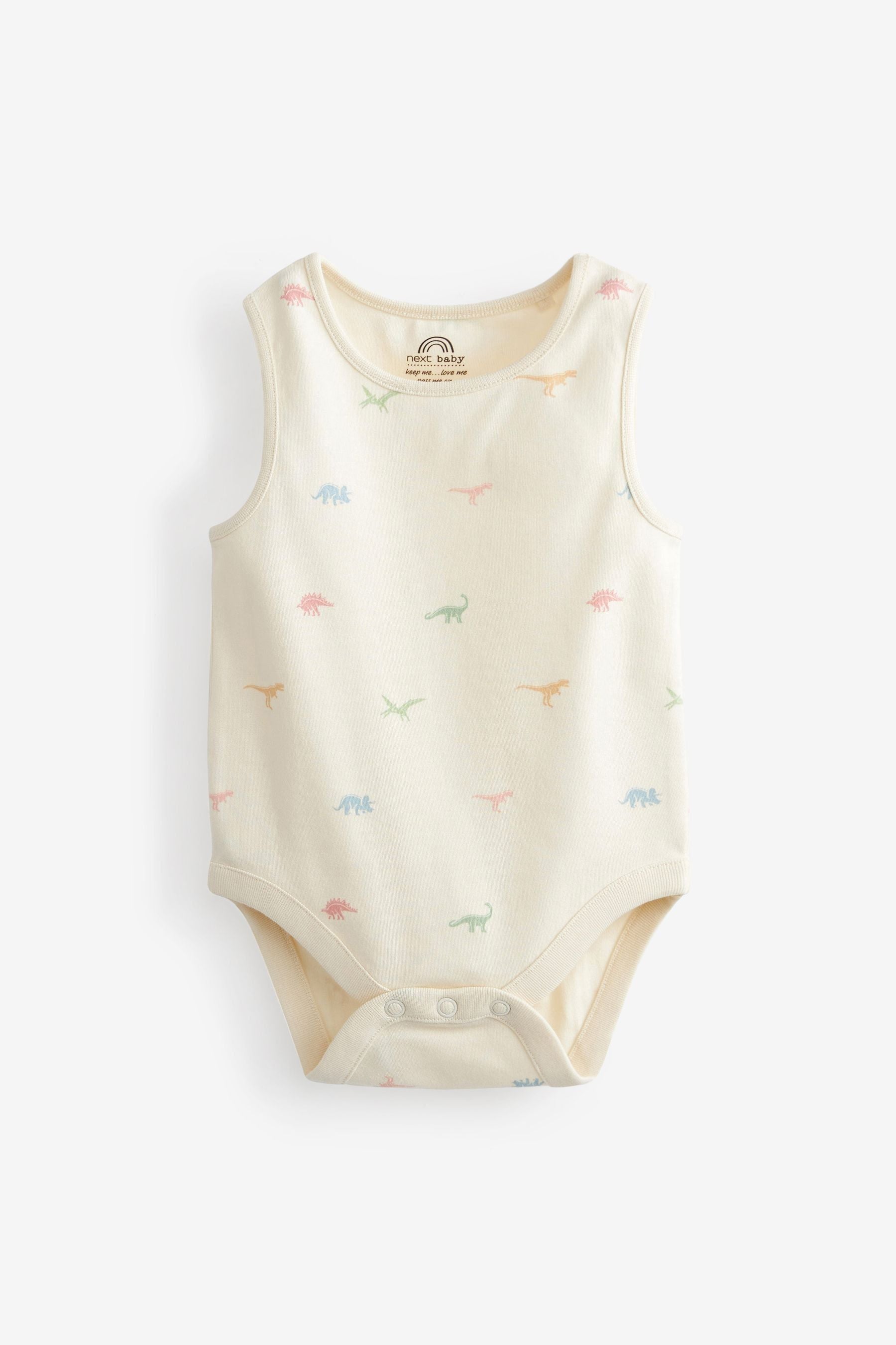 Pastel Mint Green/Yellow Dinosaur Baby 5 Pack Vest Bodysuits (0mths-3yrs)