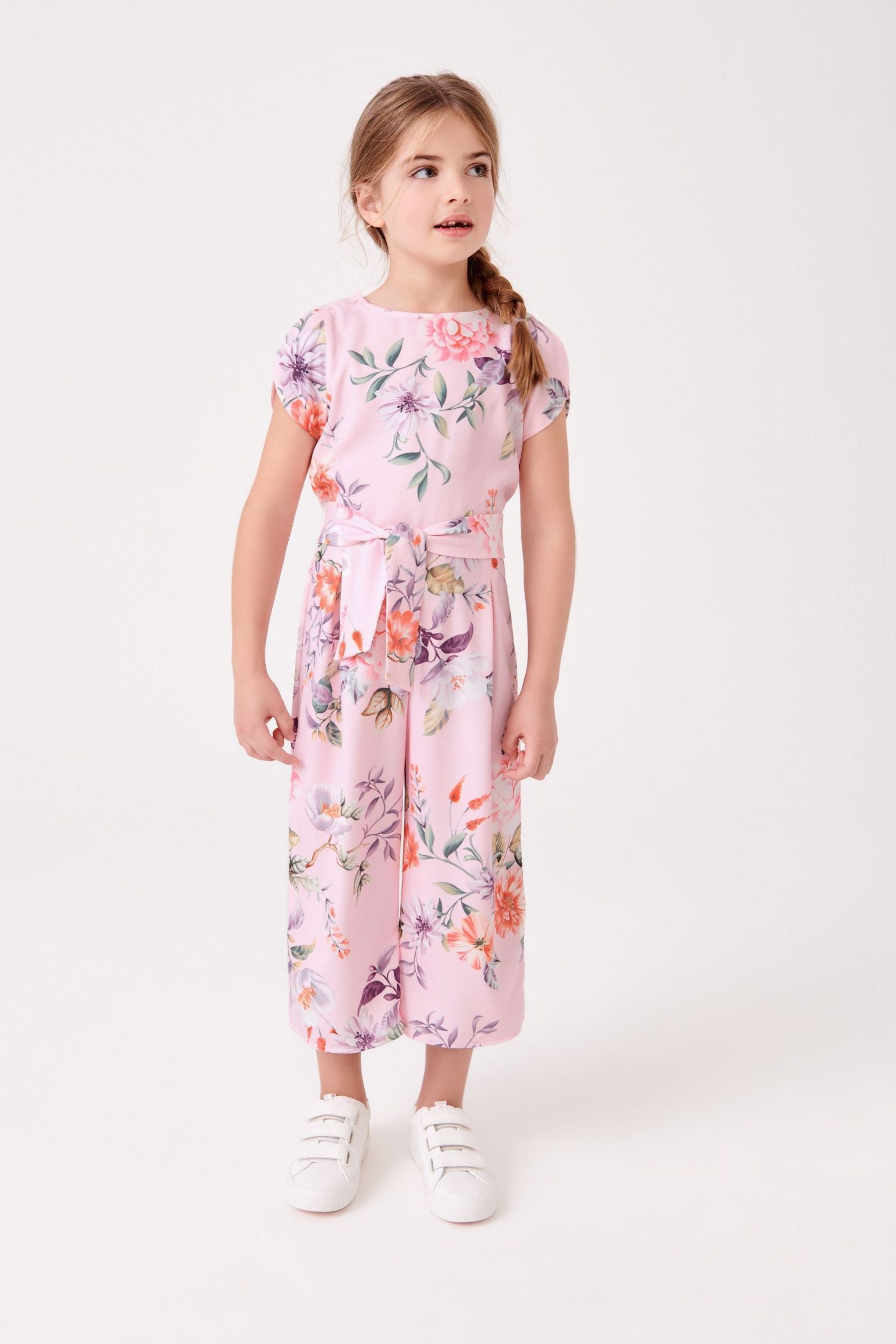 Pink Floral Print Jumpsuit (3-16yrs)