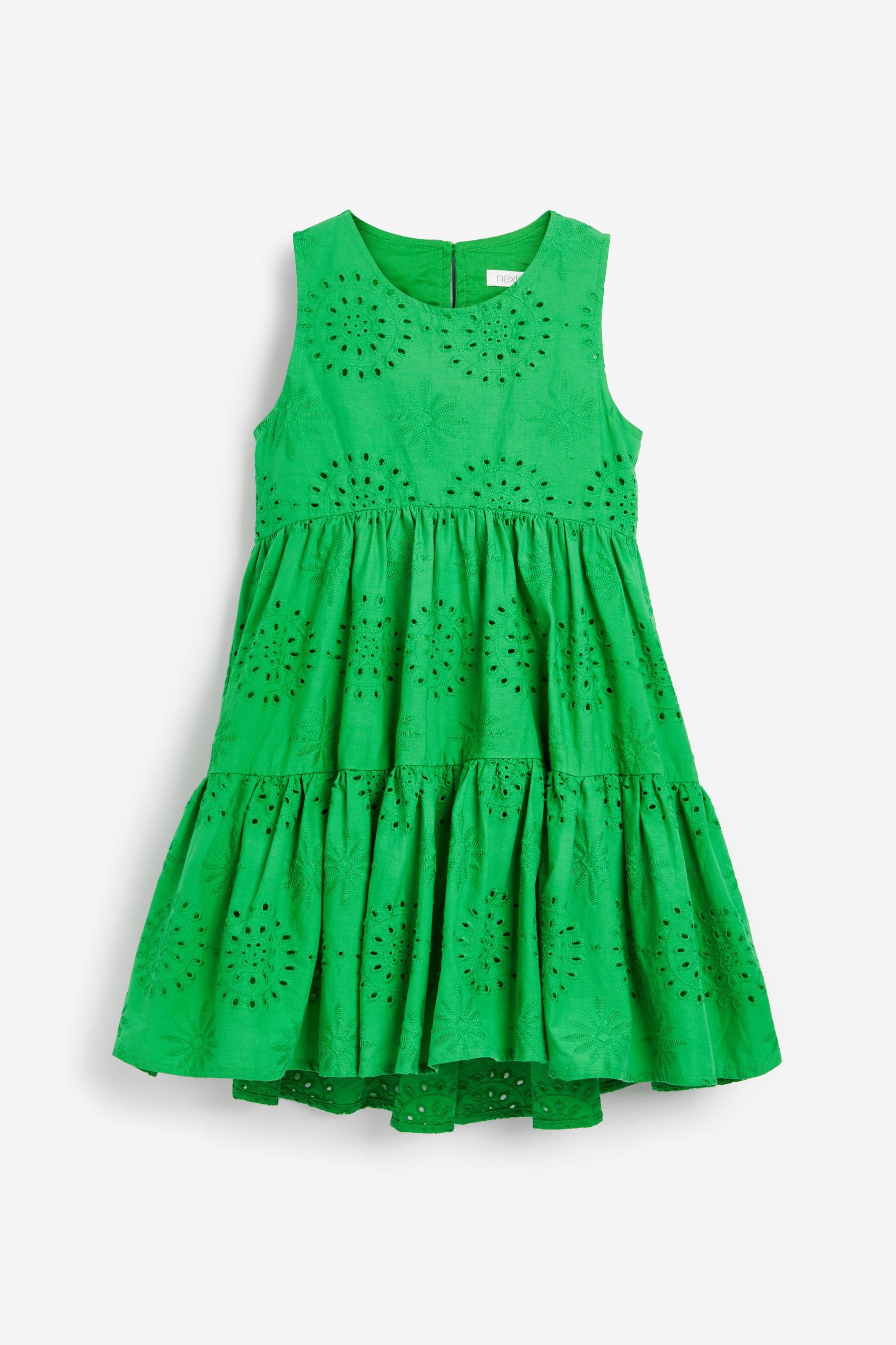 Green Tiered Broderie Dress (3-16yrs)