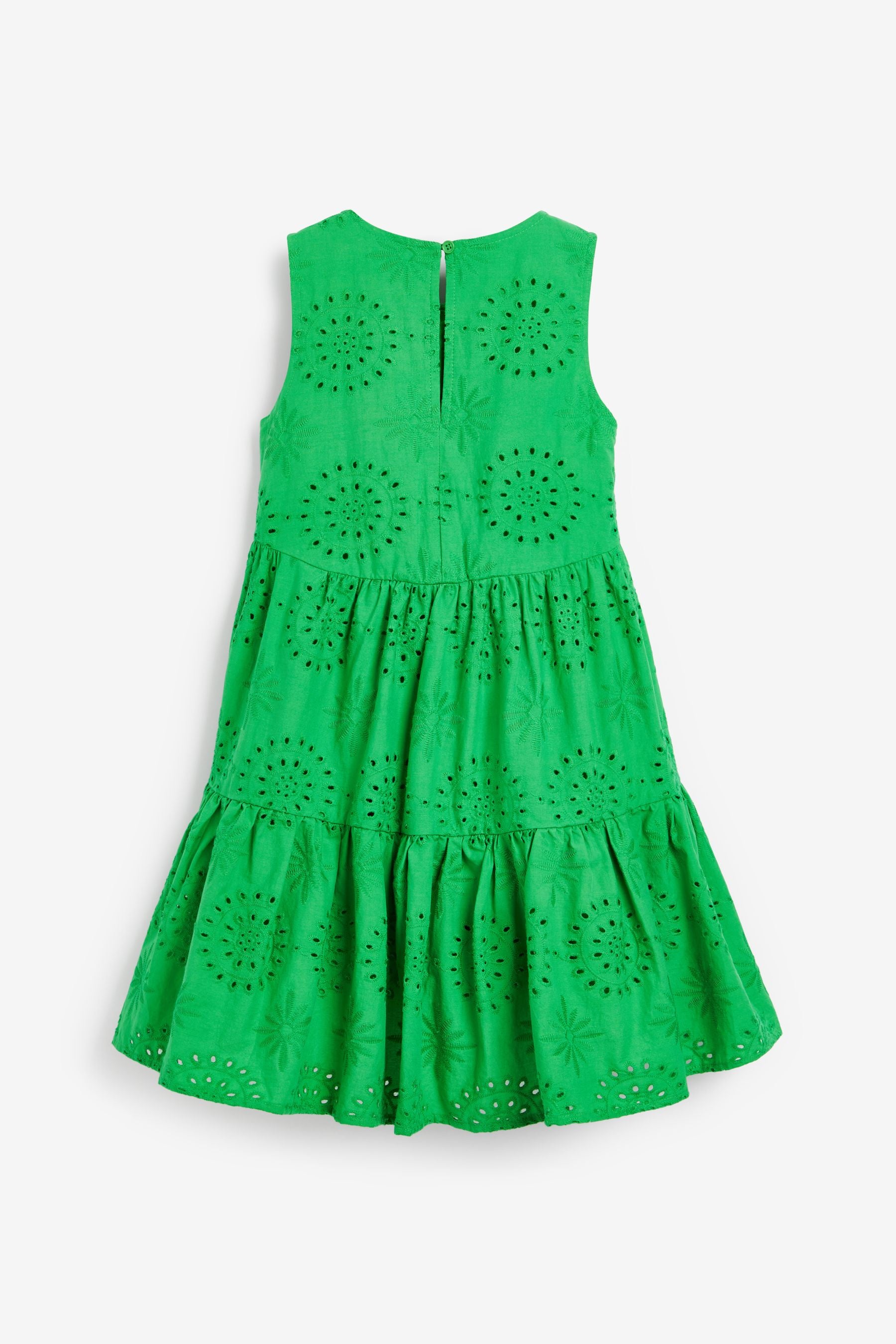 Green Tiered Broderie Dress (3-16yrs)