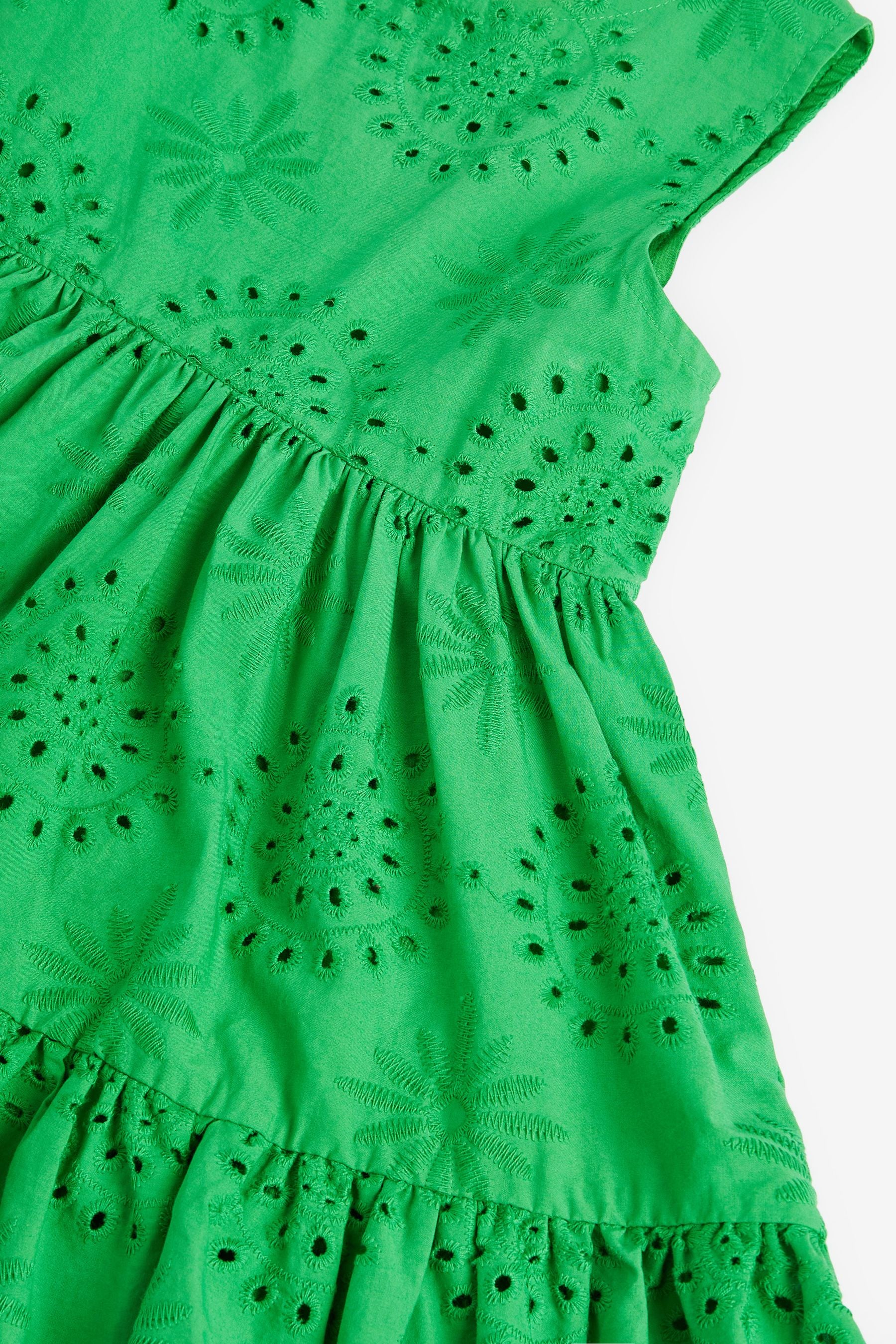 Green Tiered Broderie Dress (3-16yrs)